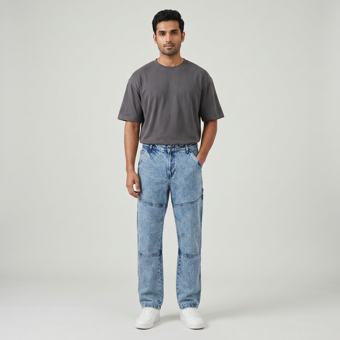 Baggy Fit Stone Wash Jeans