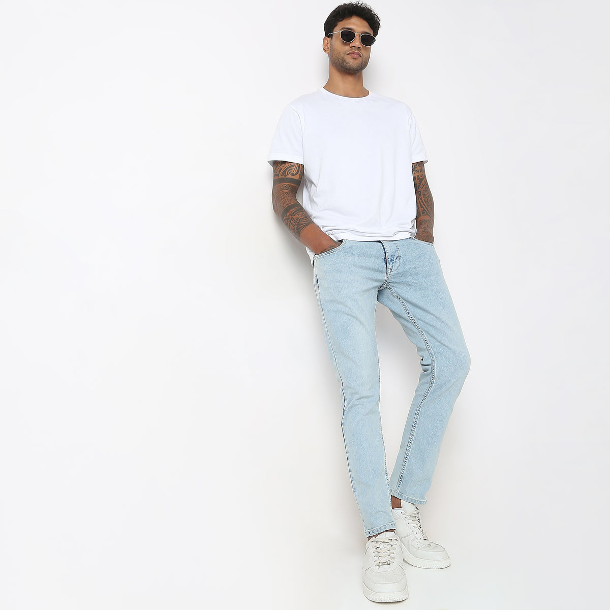 Tapered Fit Heavy Fade Crop Length Jeans