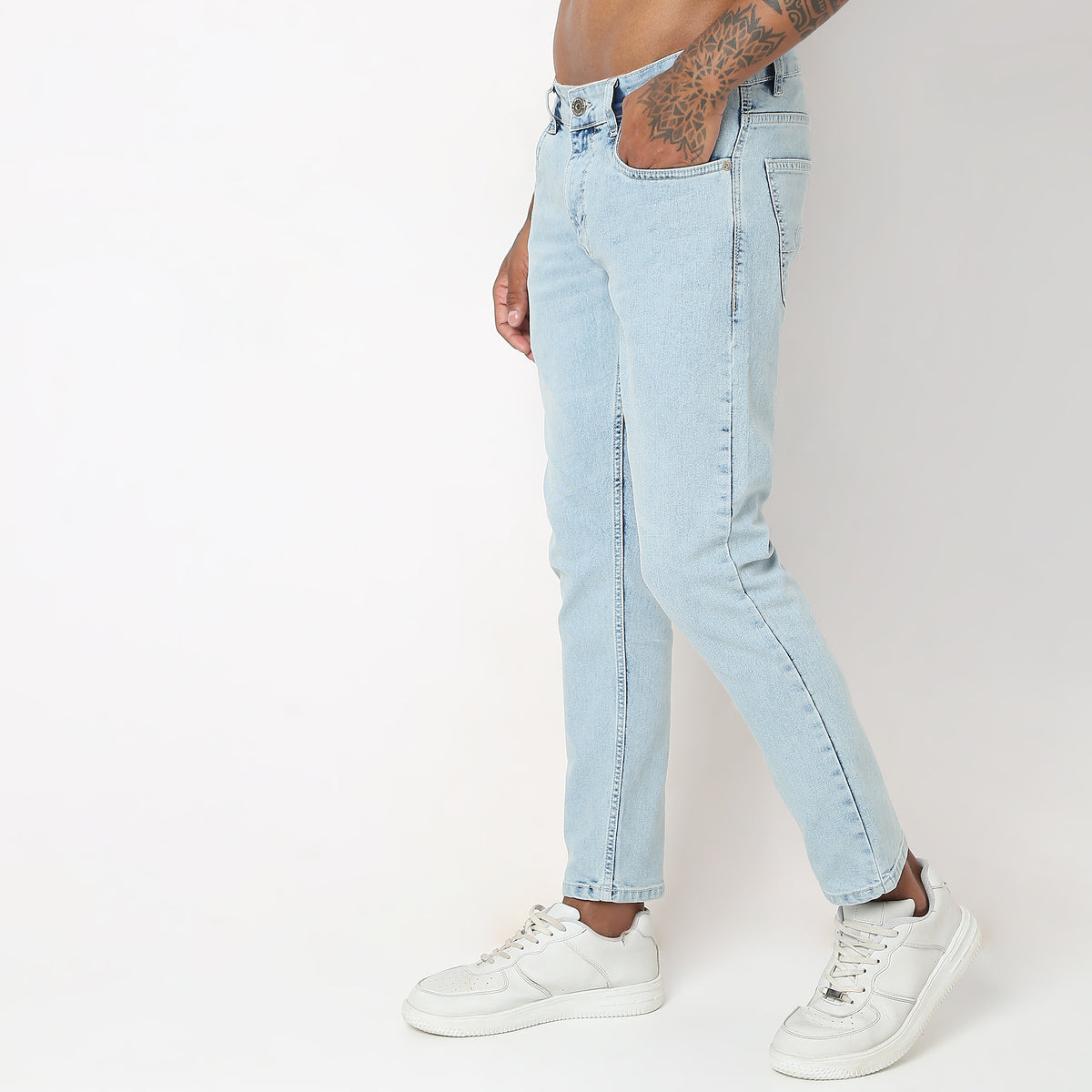 Tapered Fit Heavy Fade Crop Length Jeans