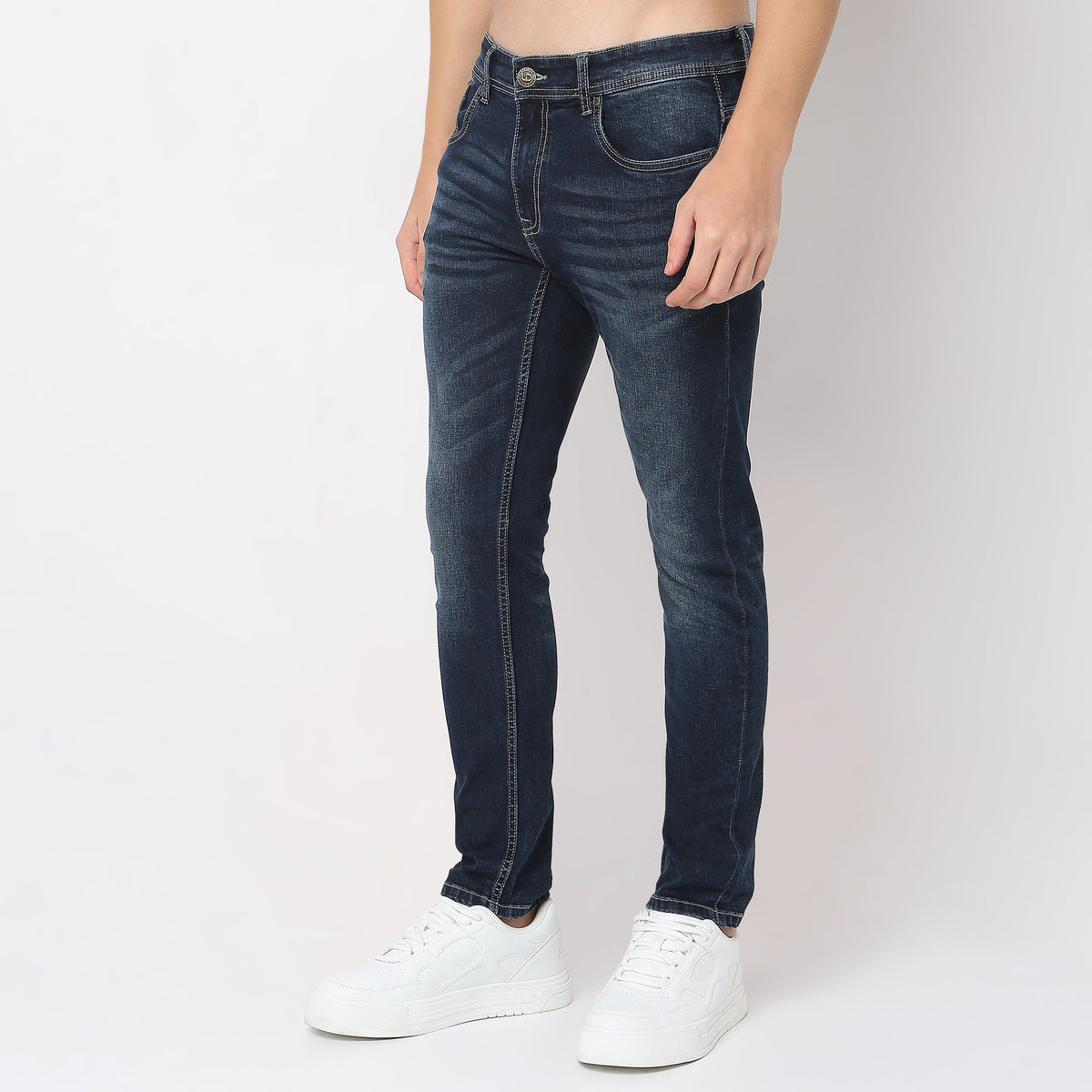 Solid Cropped Length Jeans