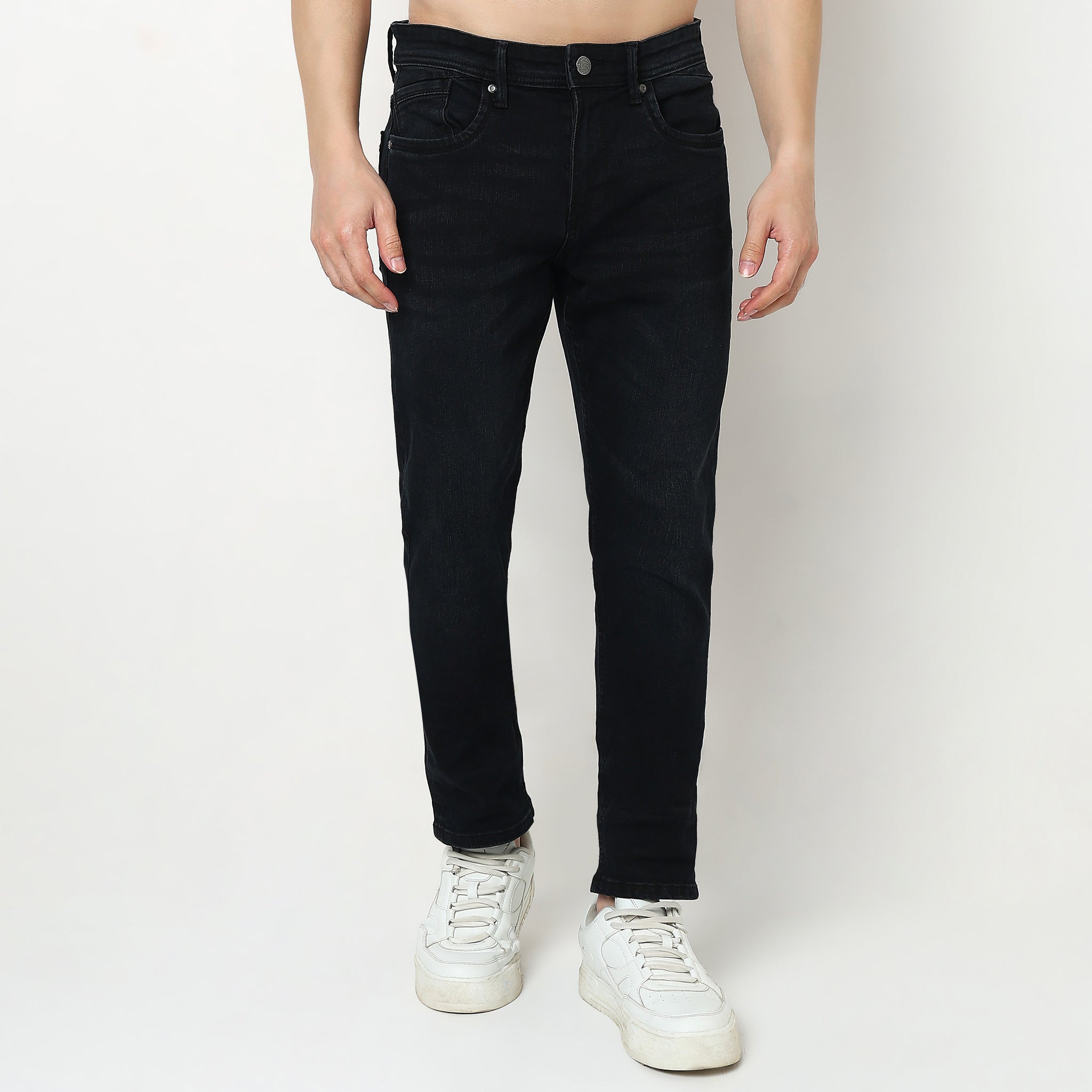 Solid Straight Fit Jeans