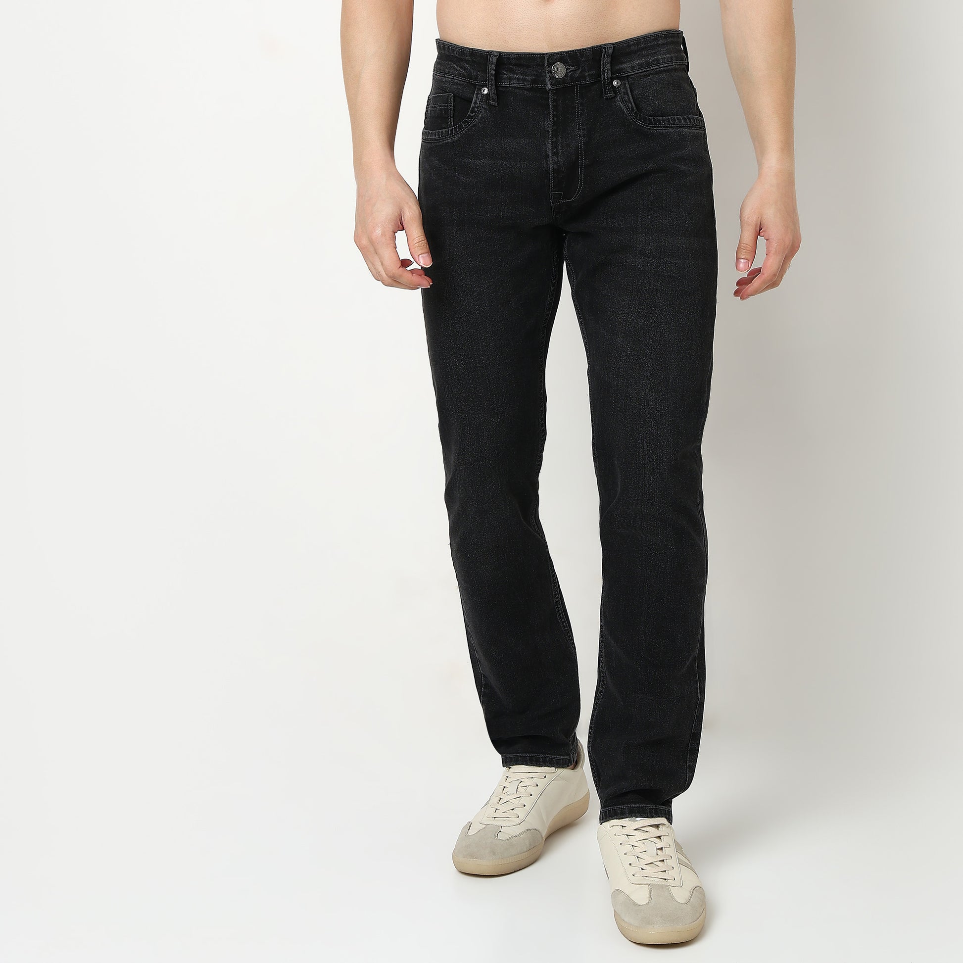 Solid Straight Fit Jeans