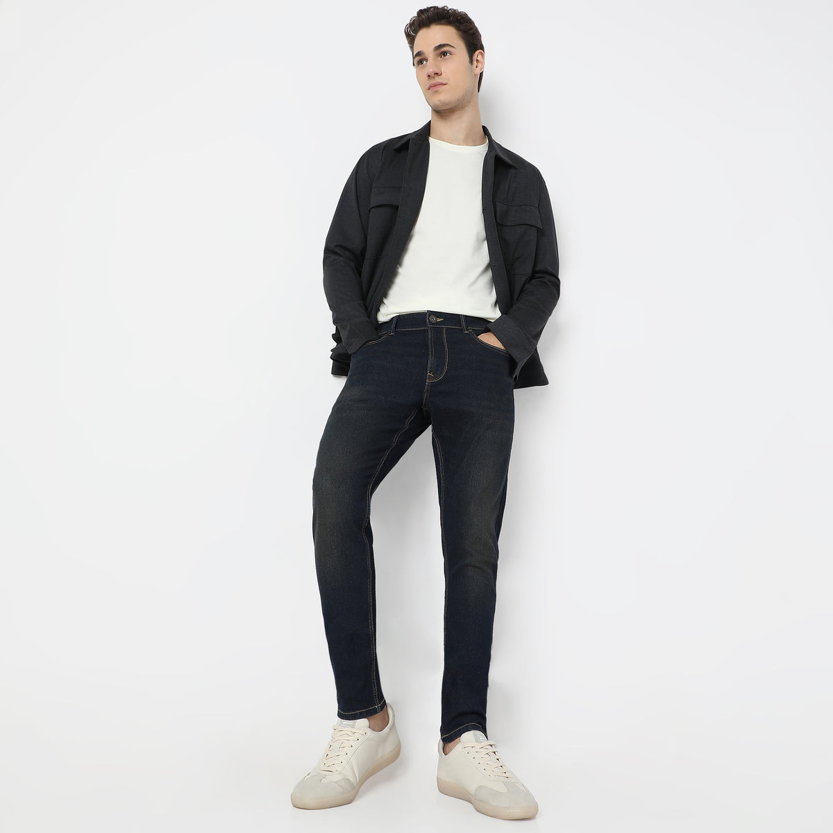 Stone Wash Skinny Fit Clean Look Jeans