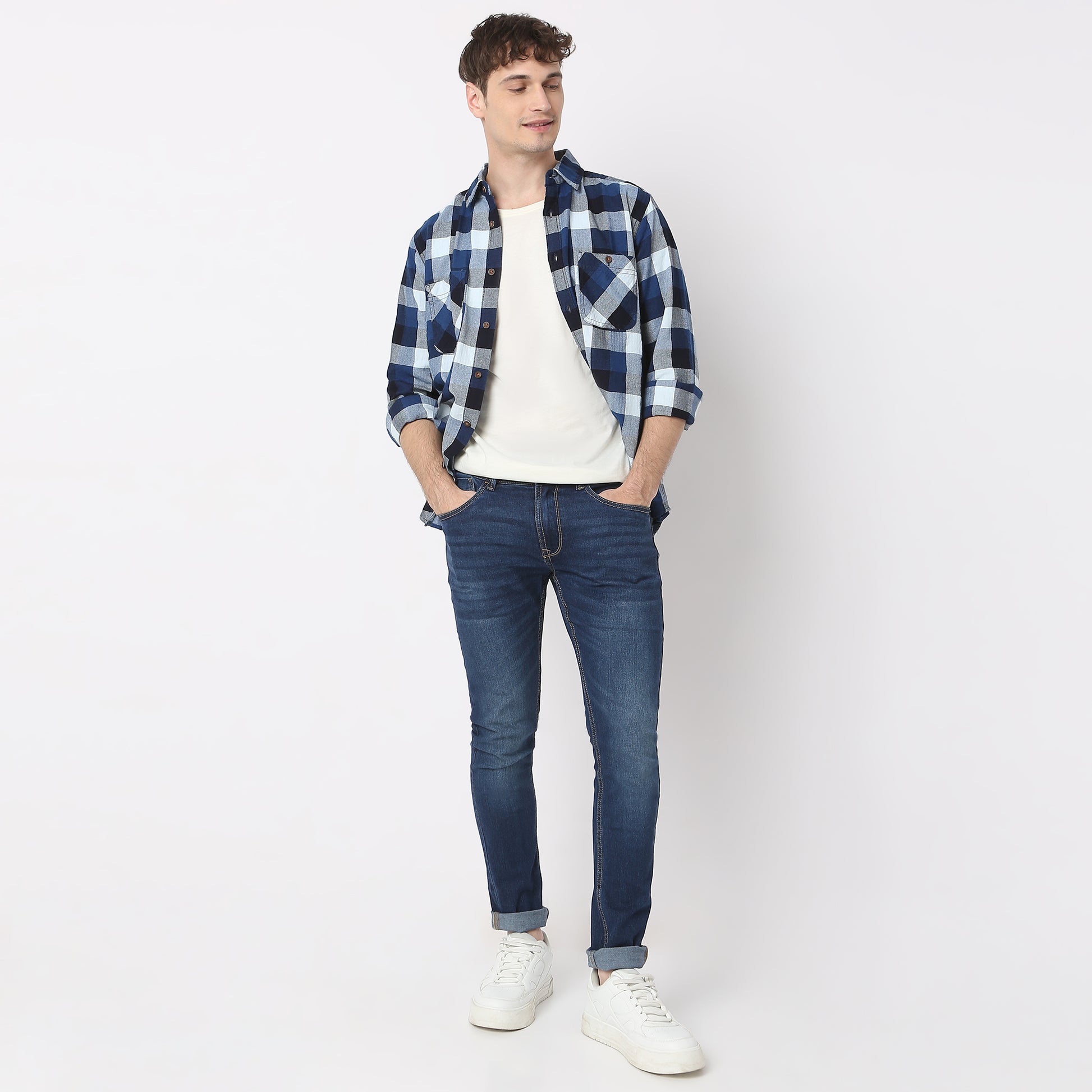 Stone Wash Skinny Fit Clean Look Jeans