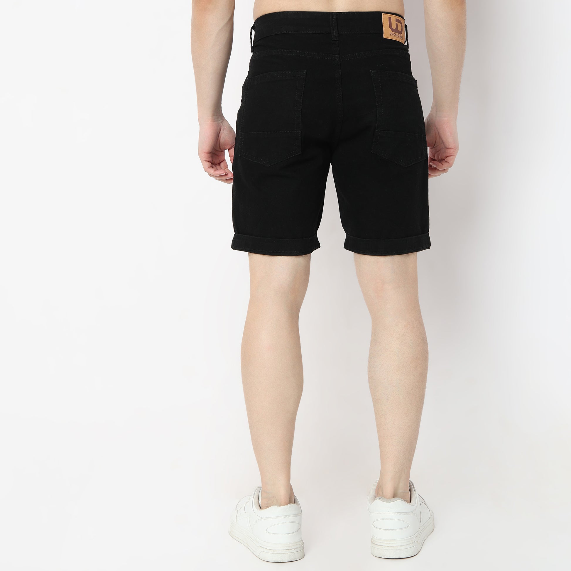 Regular Fit Solid Short Length Mid Rise Shorts