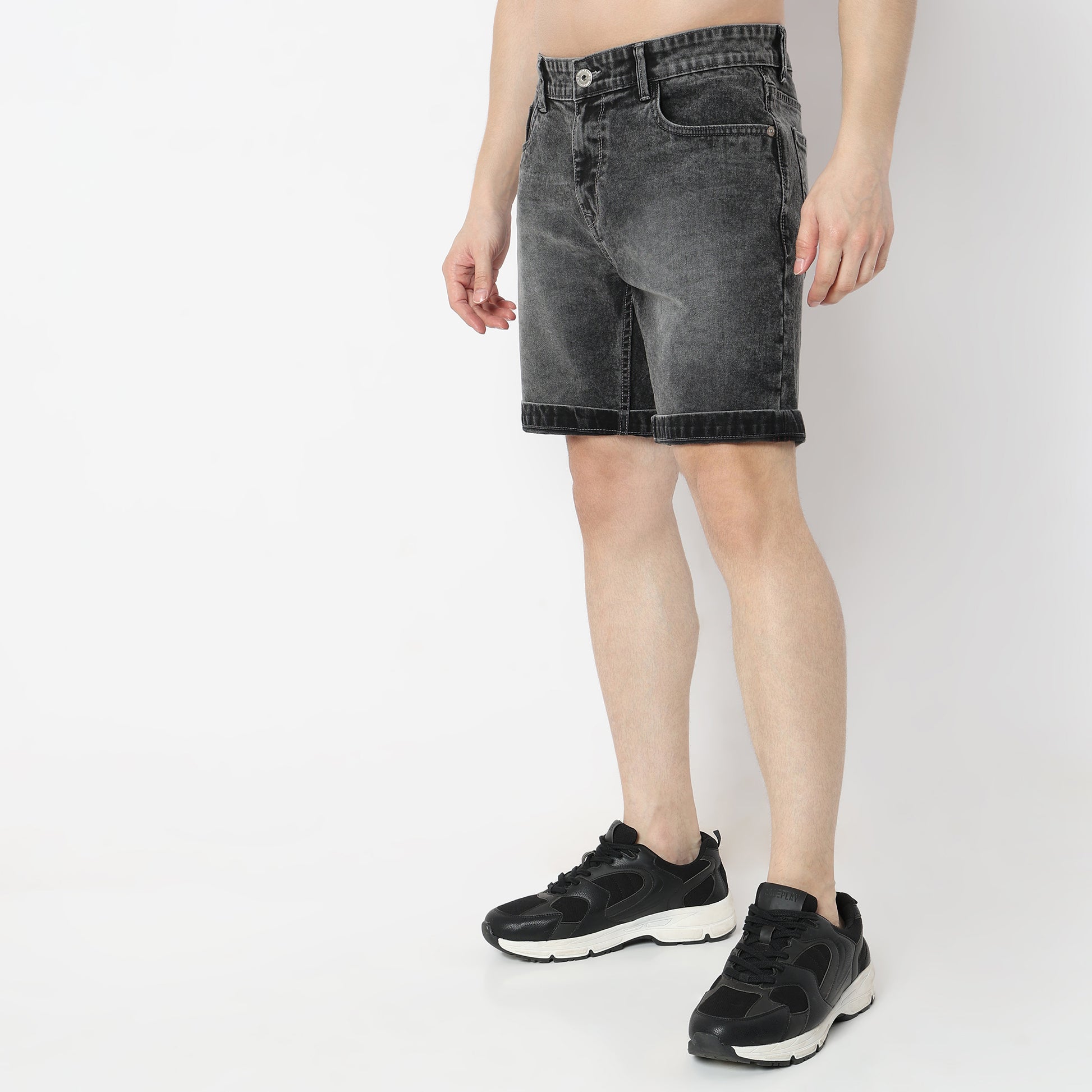 Regular Fit Solid Short Length Mid Rise Shorts