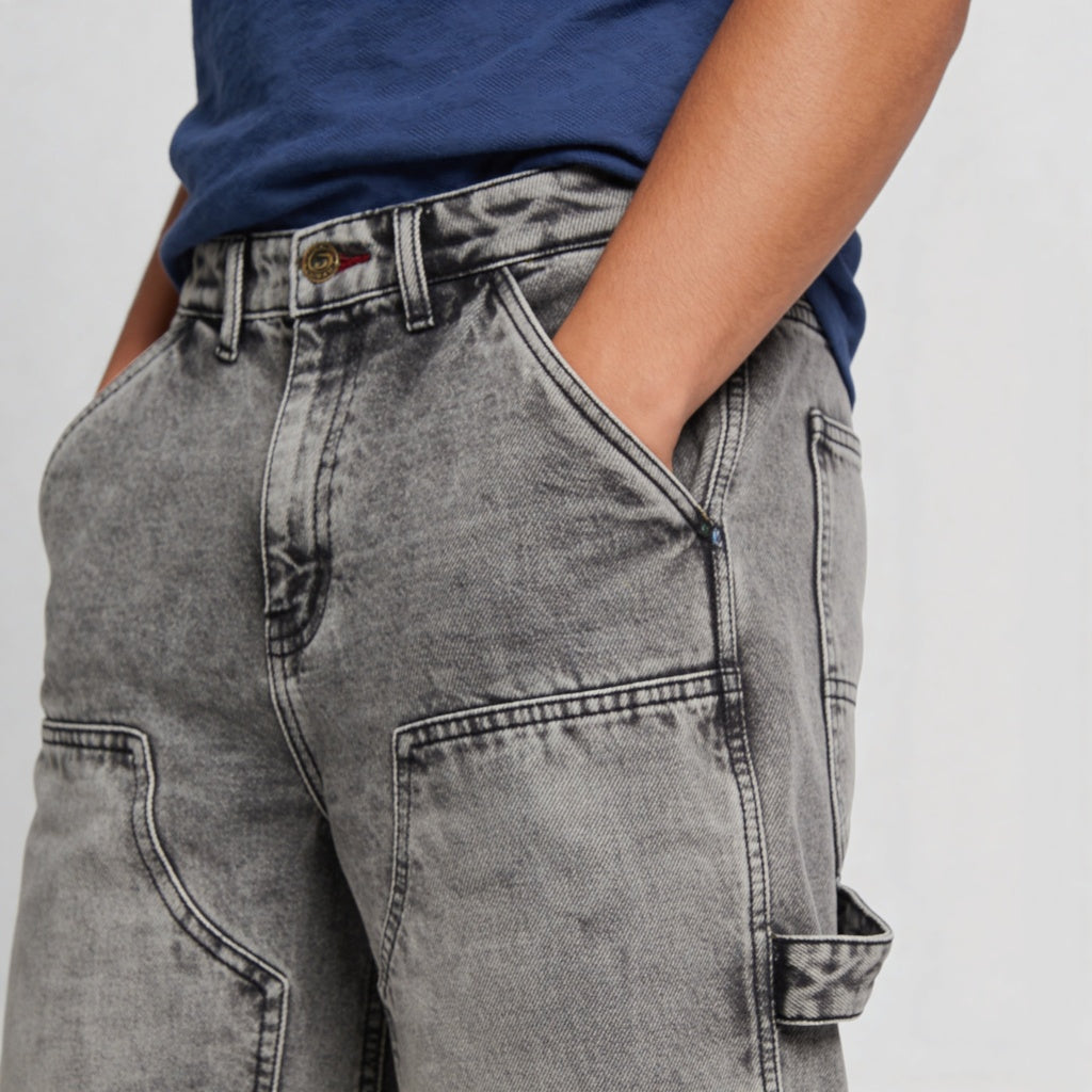 Woven Straight Fit Denim Shorts