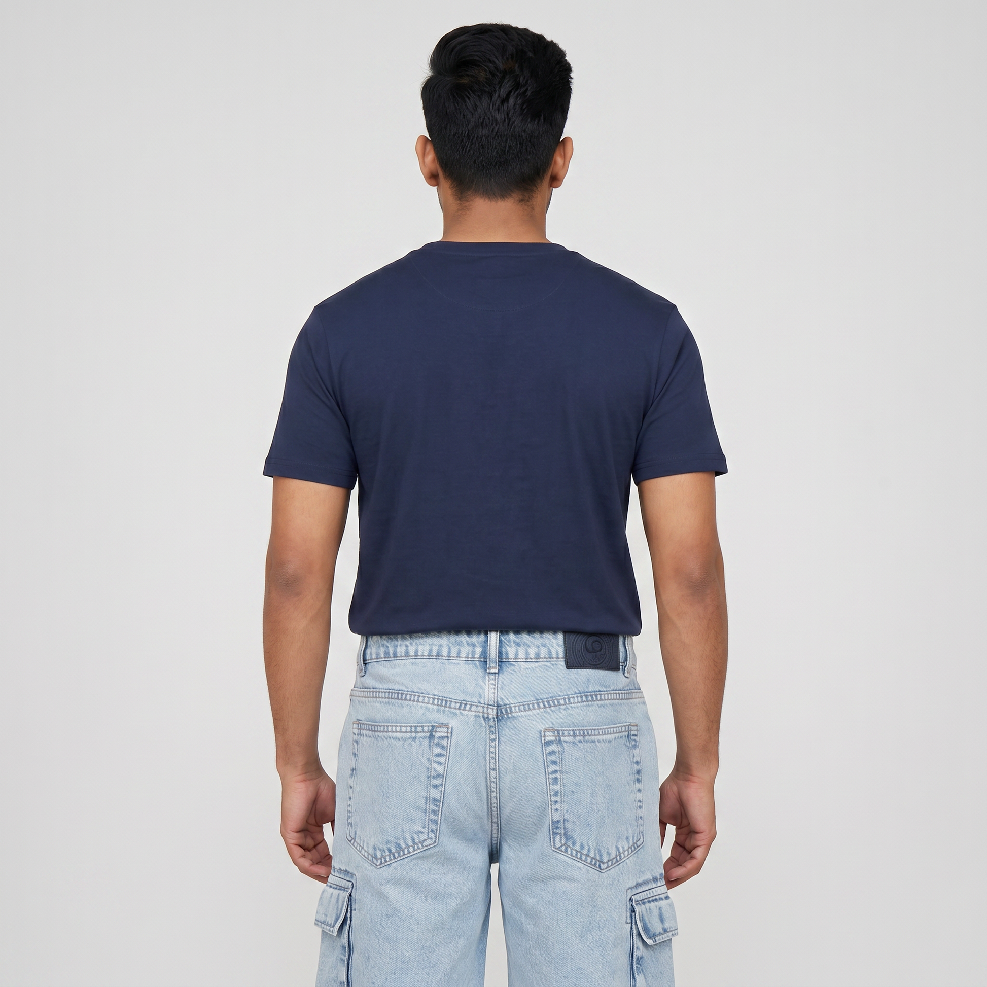 Solid Mid Rise Cargo Shorts