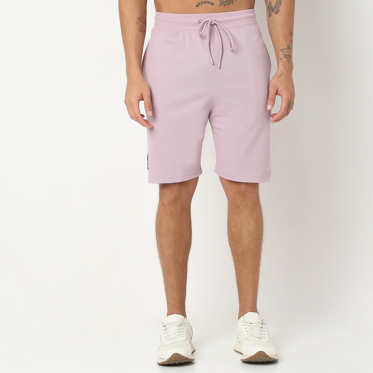 Regular Fit Structured Mid Rise Shorts