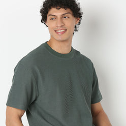 Crew Neck Structured Oversize Half Sleeve Round Neck T-Shirt