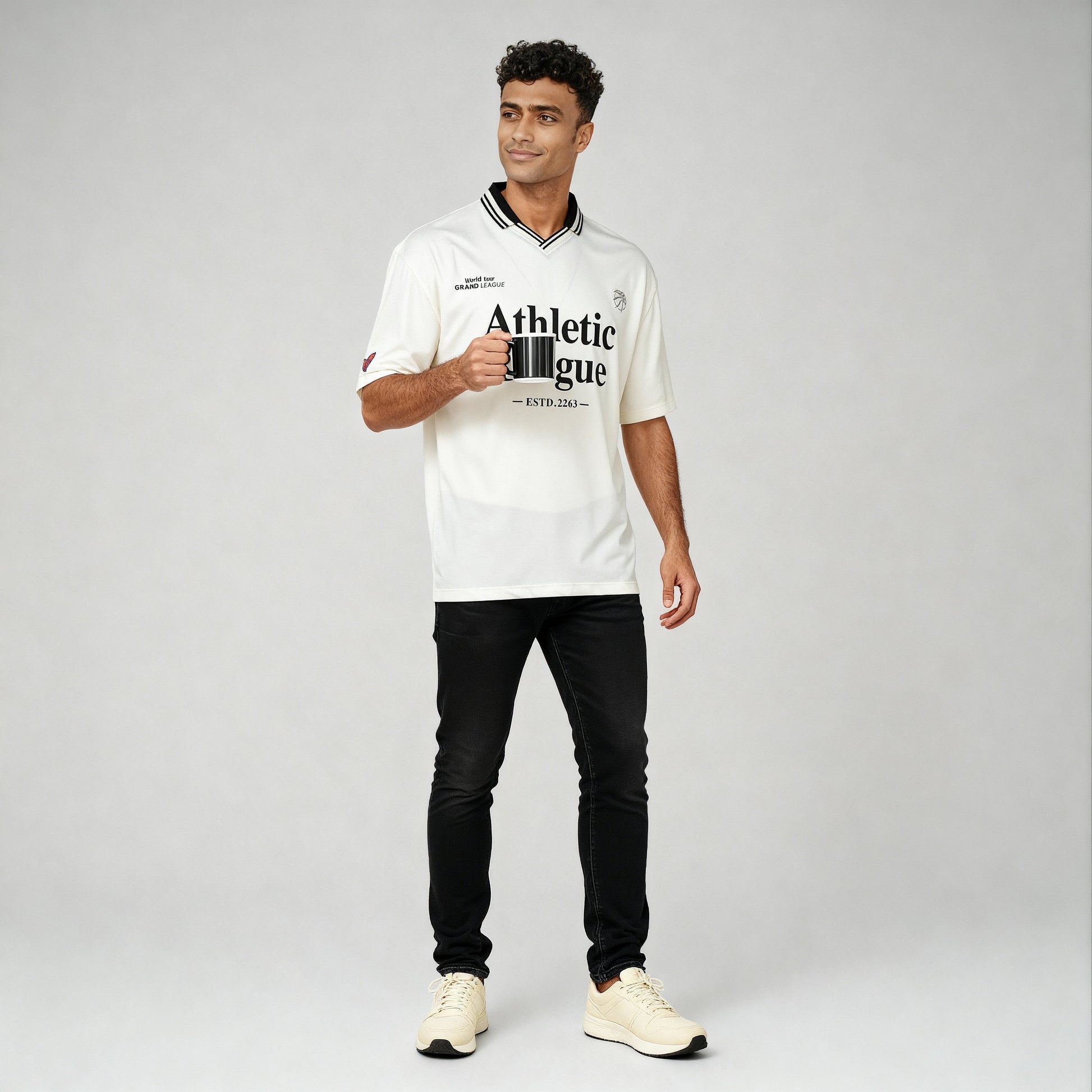 Oversize Drip Graphic Polo T-Shirt