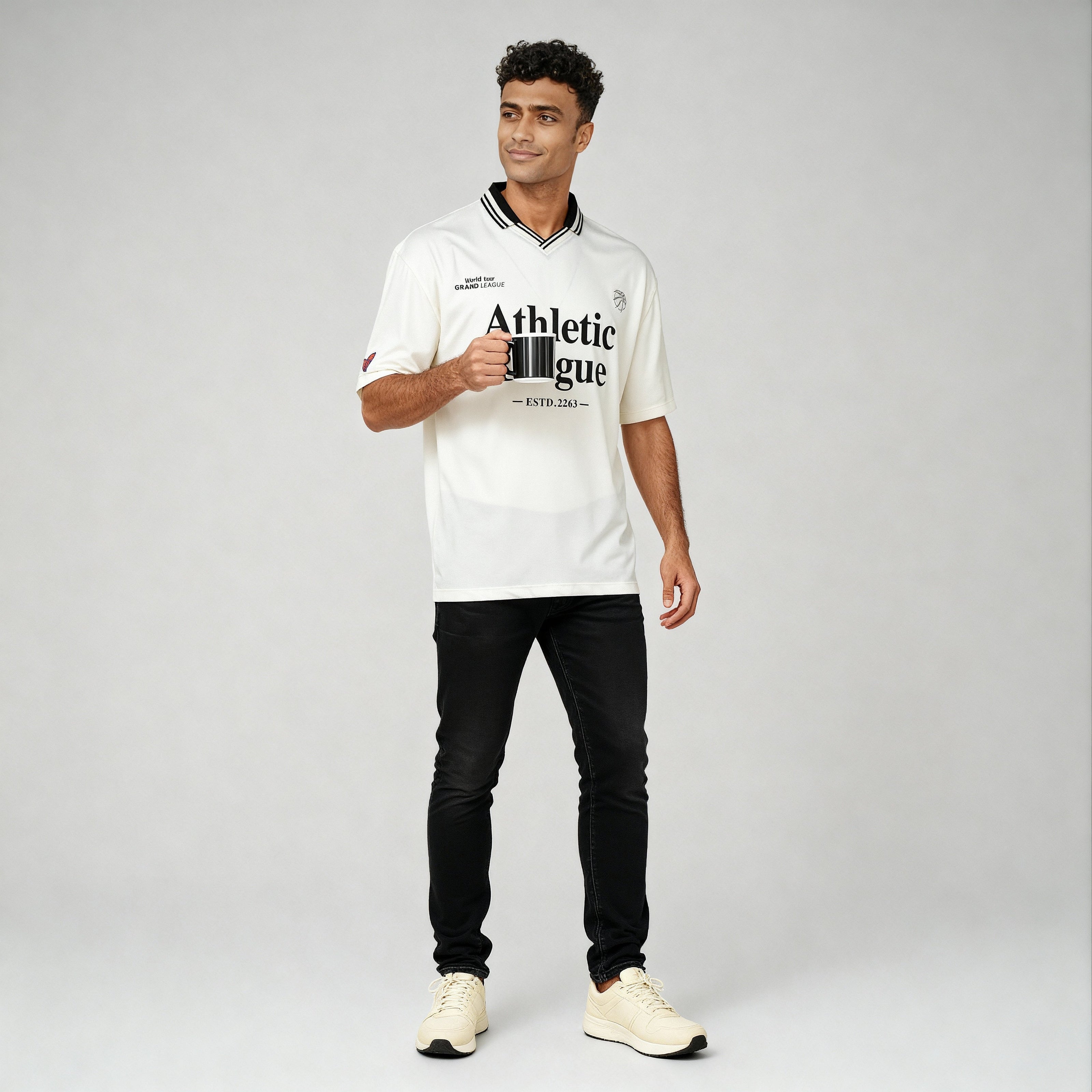 Oversize Drip Graphic Polo T-Shirt