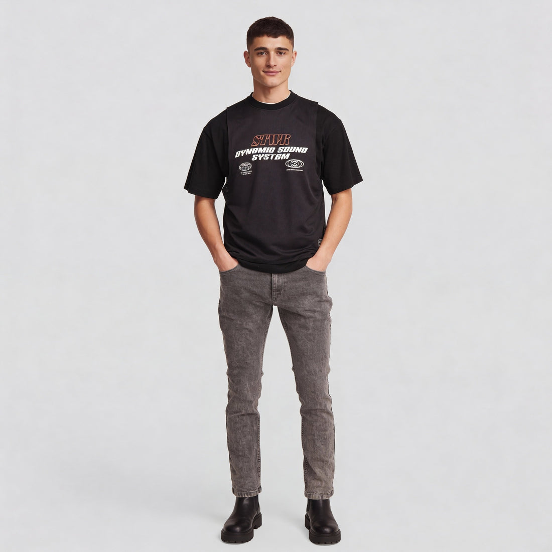 Cotton Graphic Crew Neck Drip Oversize T-Shirt