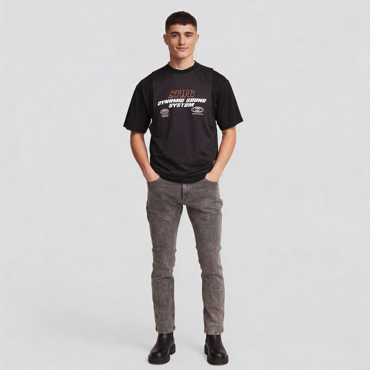Cotton Graphic Crew Neck Drip Oversize T-Shirt