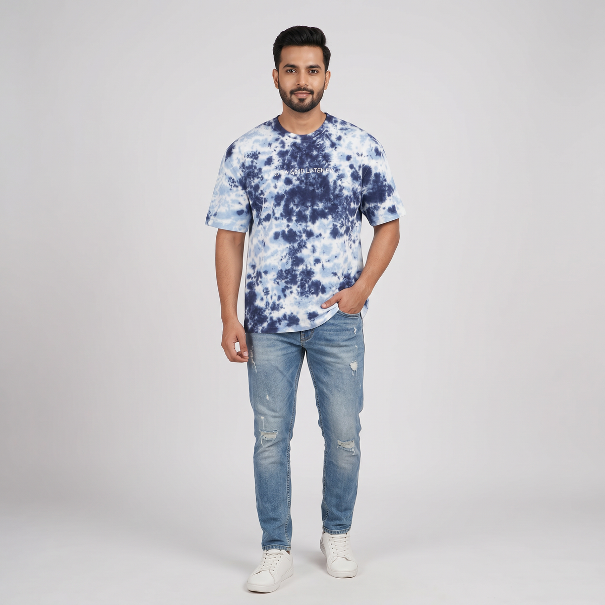Cotton Tie - Dye Crew Neck T-Shirt