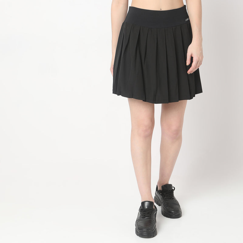 Flare Fit Solid Mid Rise Skirts