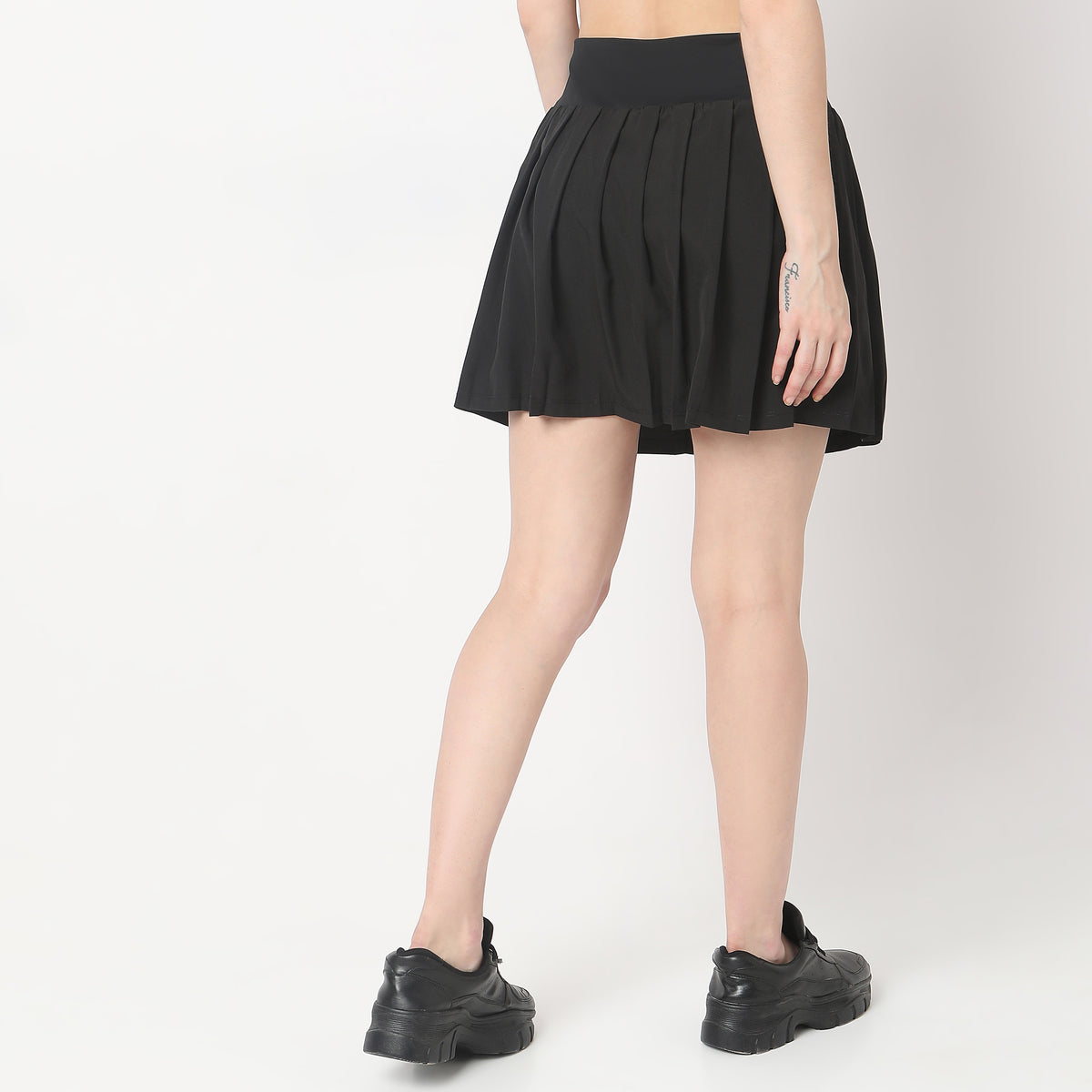 Flare Fit Solid Mid Rise Skirts