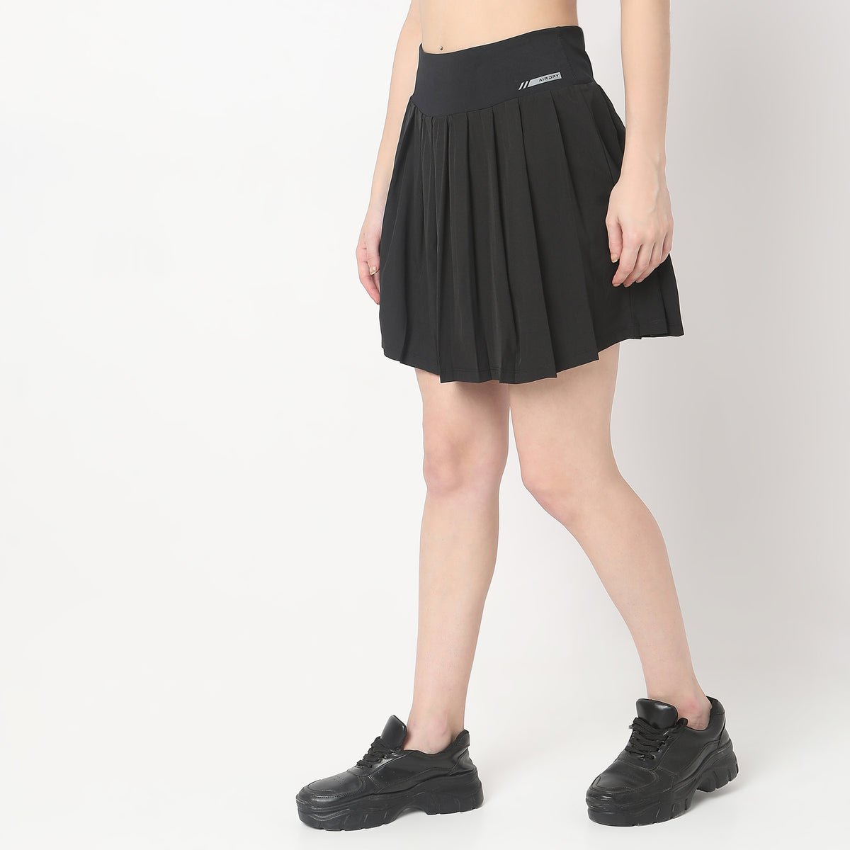 Flare Fit Solid Mid Rise Skirts