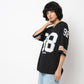Oversize Printed Above Knee V-Neck Sporty T-Shirt