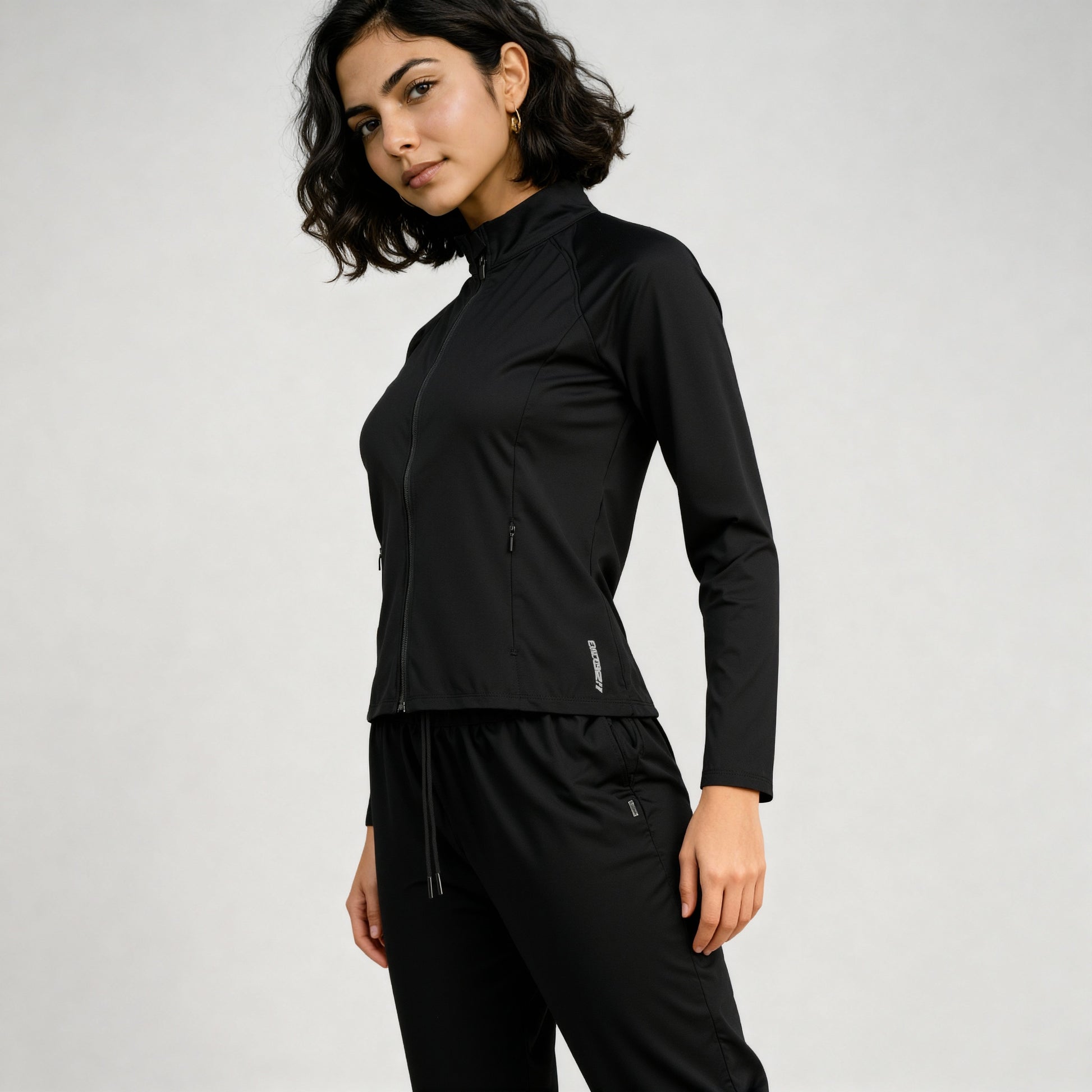 Women Solid Turtle Neck Full Sleeve Active With Sports Jacket T-Shirt