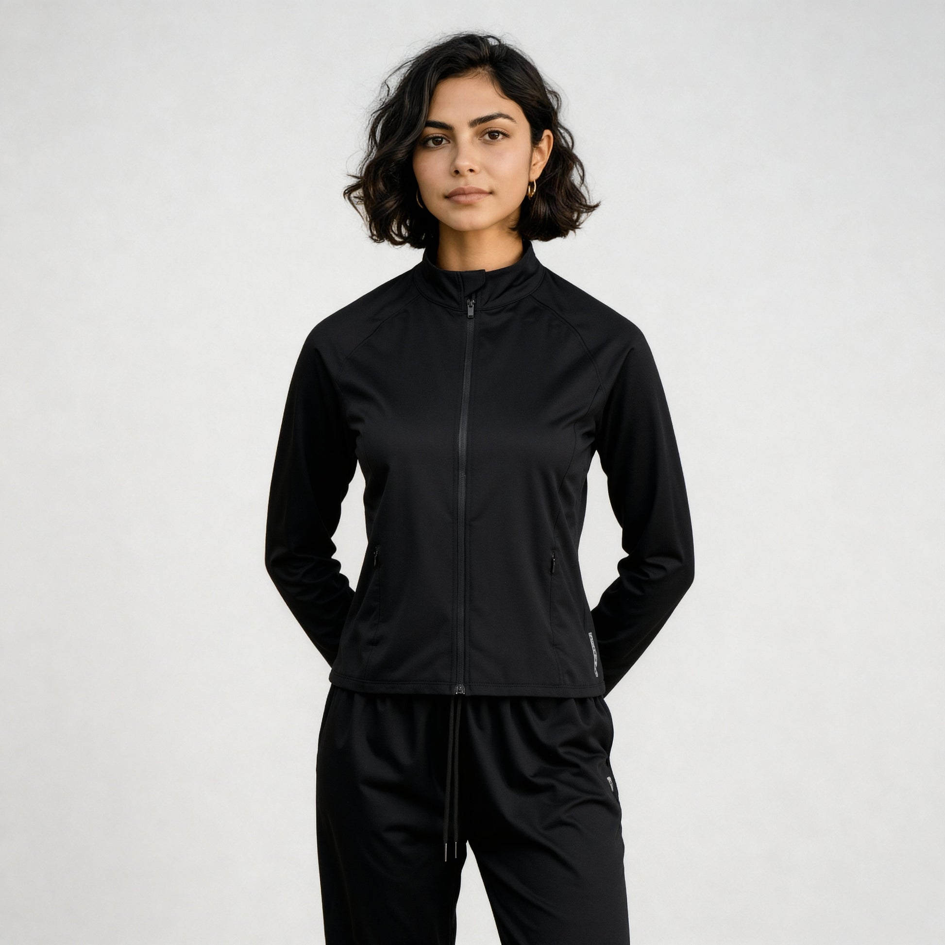 Women Solid Turtle Neck Full Sleeve Active With Sports Jacket T-Shirt