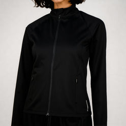 Women Solid Turtle Neck Full Sleeve Active With Sports Jacket T-Shirt