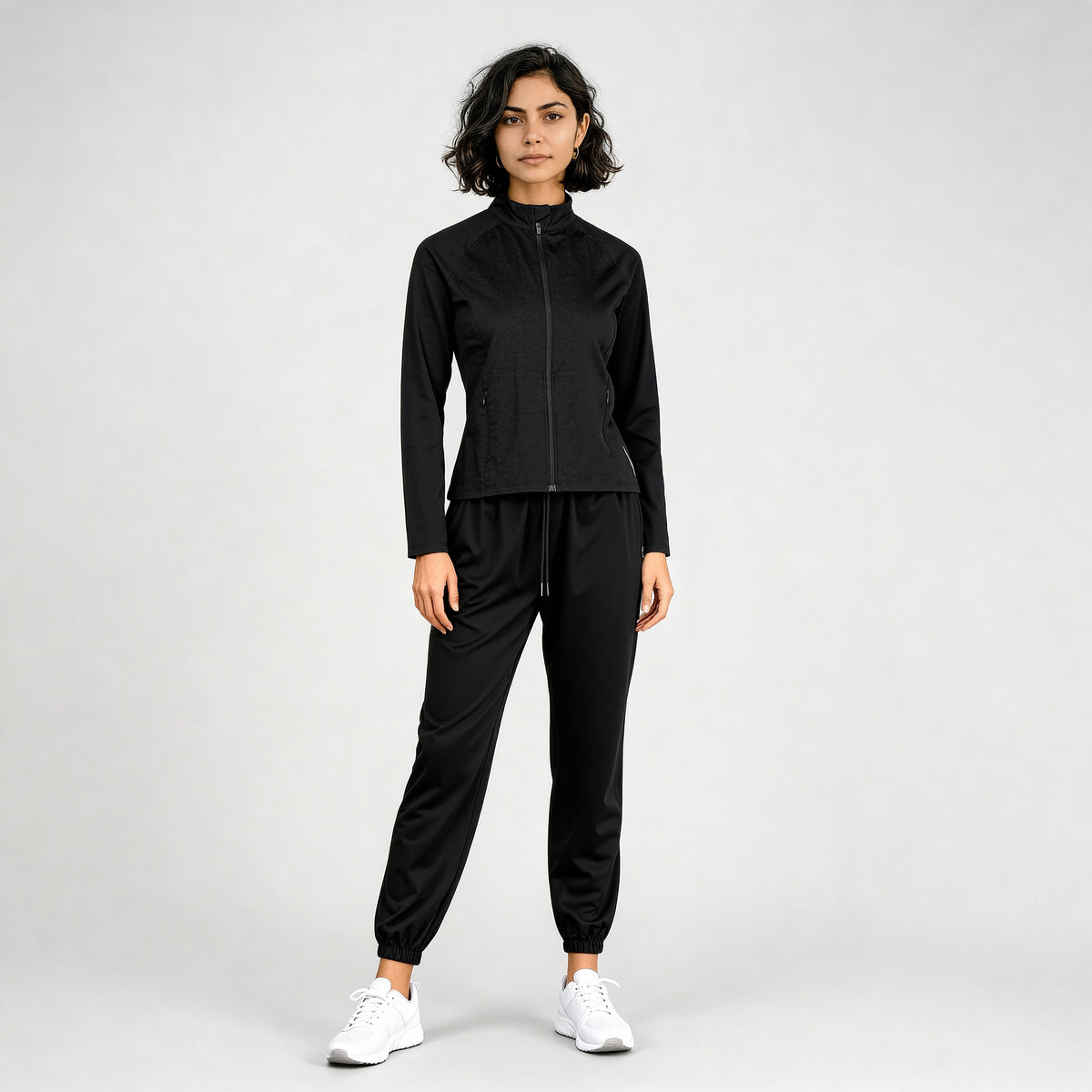 Women Solid Turtle Neck Full Sleeve Active With Sports Jacket T-Shirt