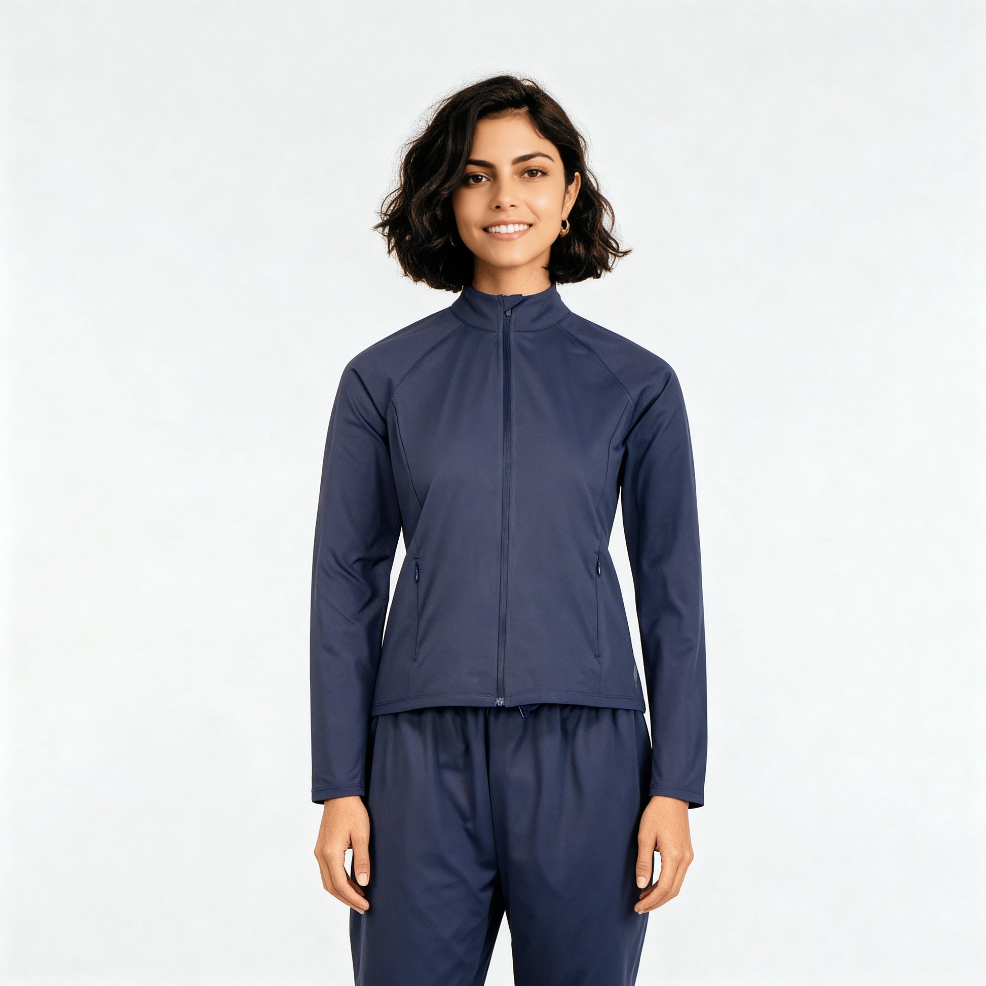 Women Solid Turtle Neck Full Sleeve Active With Sports Jacket T-Shirt