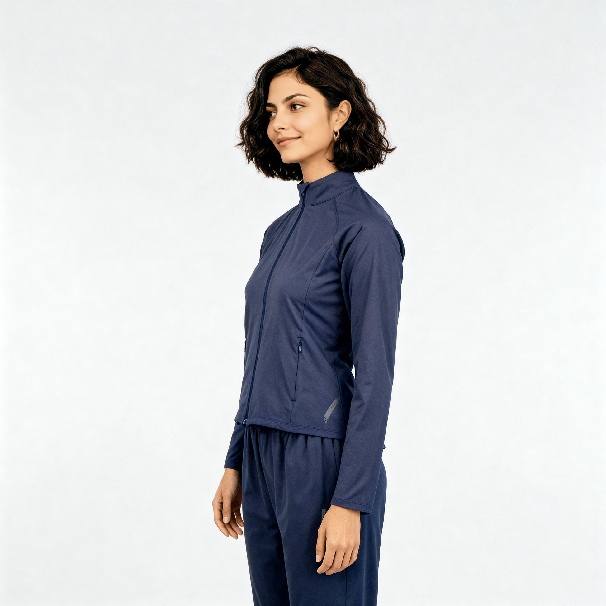 Women Solid Turtle Neck Full Sleeve Active With Sports Jacket T-Shirt