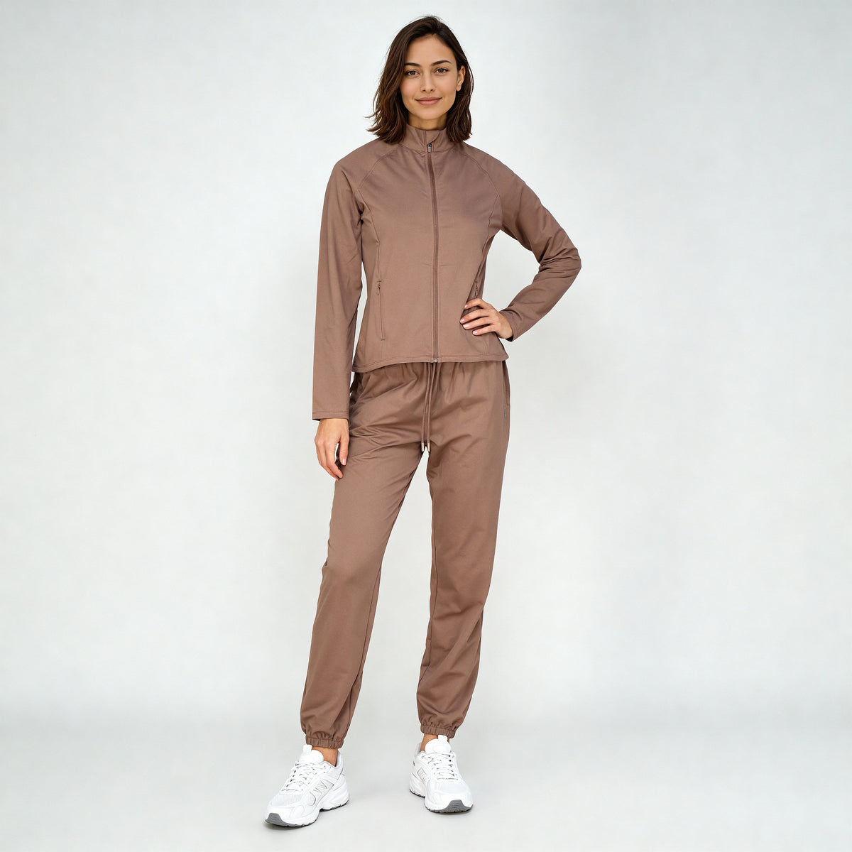 Women Solid Turtle Neck Full Sleeve Active With Sports Jacket T-Shirt