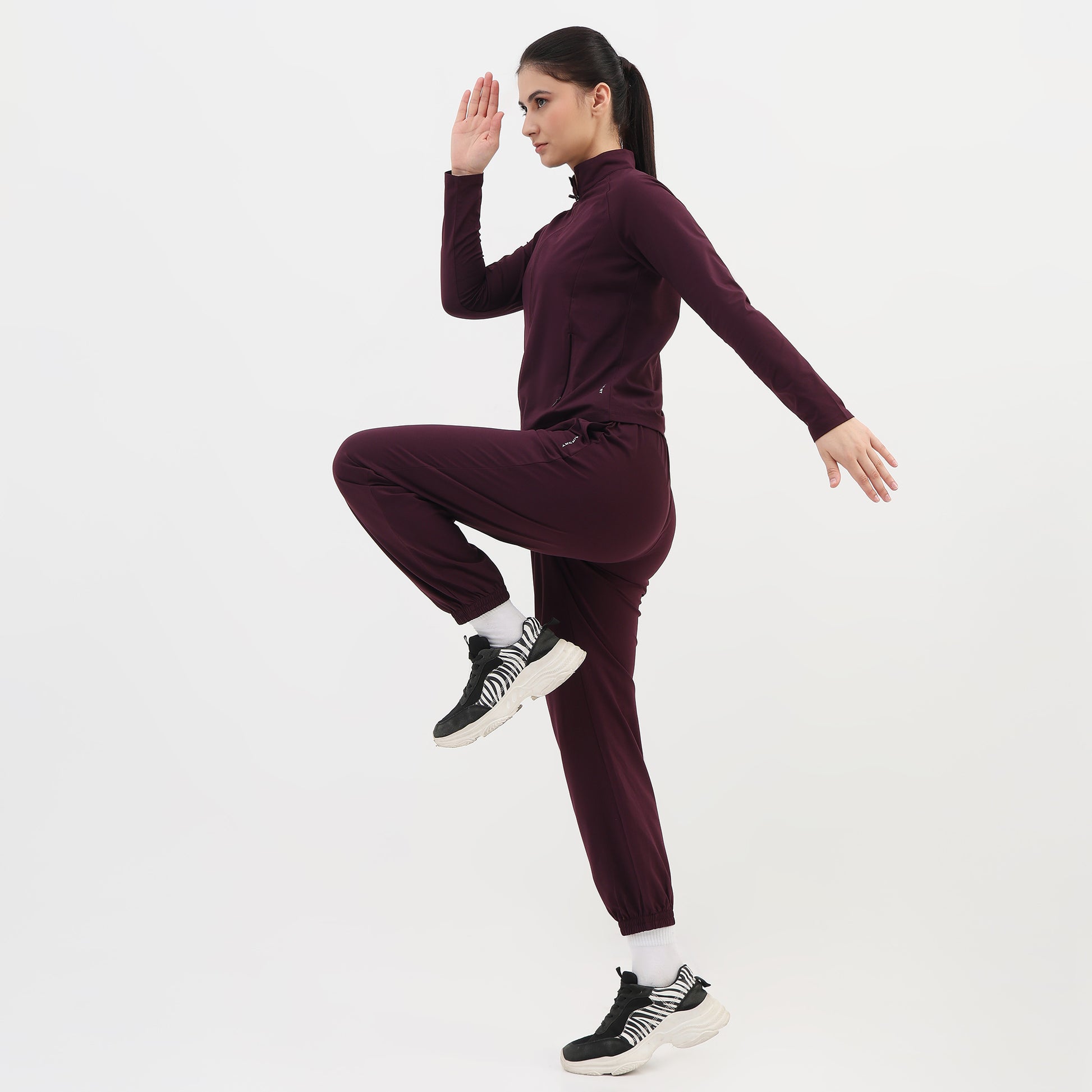 Women Solid Turtle Neck Full Sleeve Active With Sports Jacket T-Shirt
