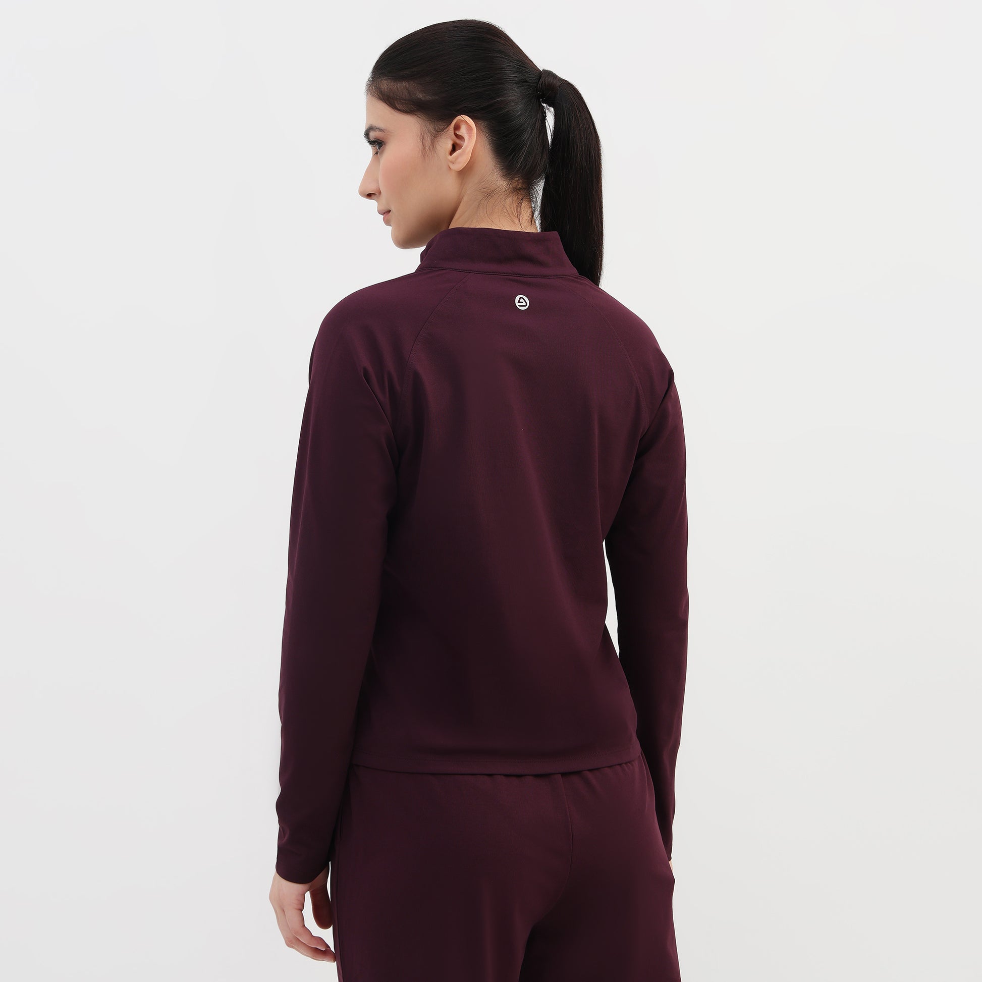 Women Solid Turtle Neck Full Sleeve Active With Sports Jacket T-Shirt