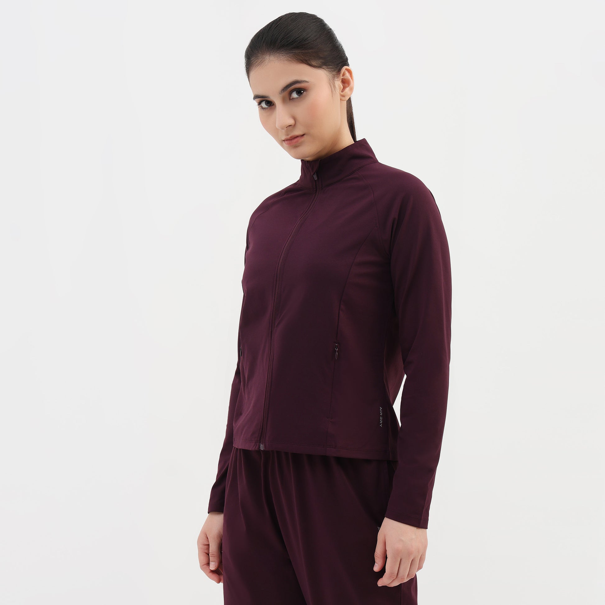 Women Solid Turtle Neck Full Sleeve Active With Sports Jacket T-Shirt