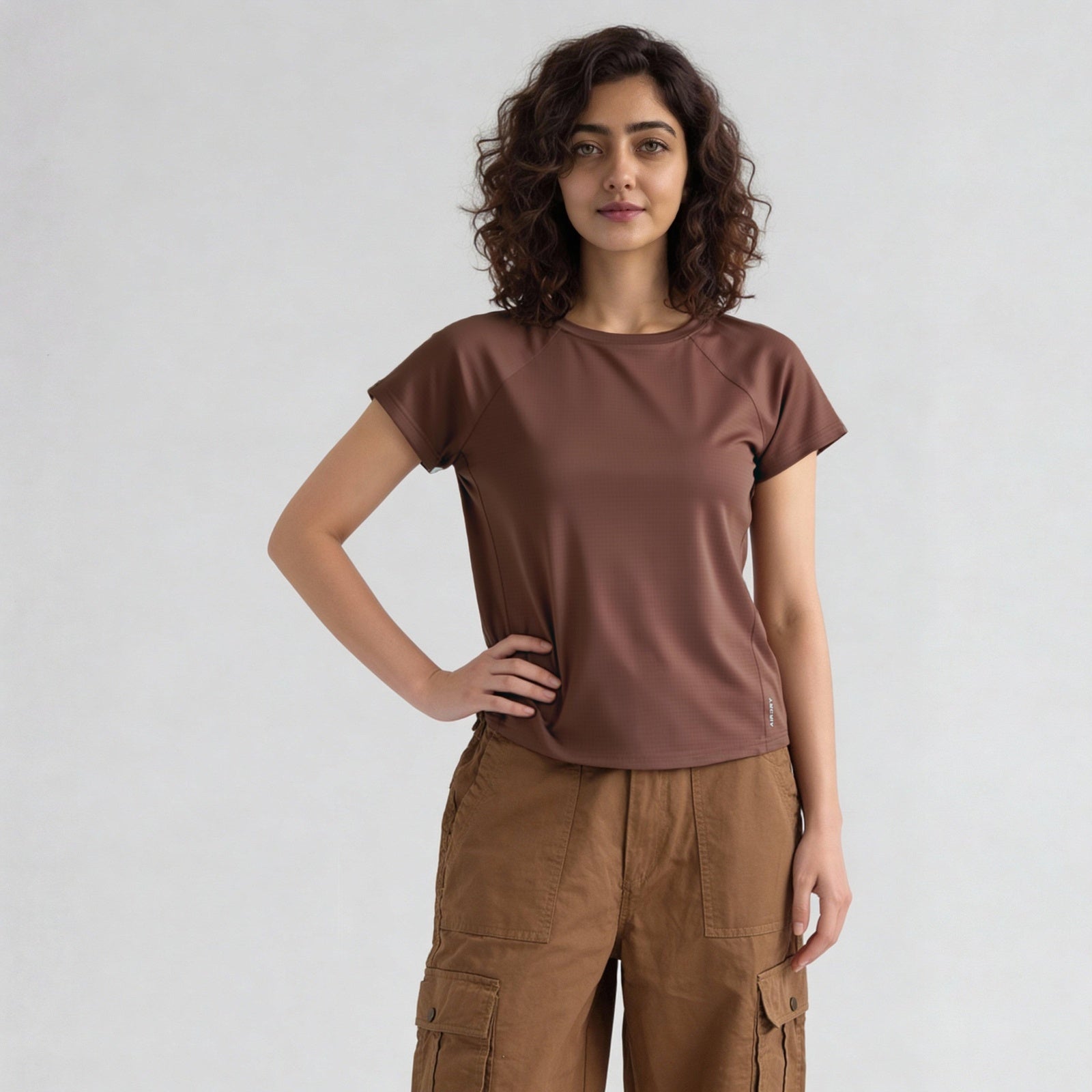 Polyester Spandex Solid Short Sleeve T-Shirt