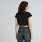 Solid Slim Fit Cropped T-Shirt