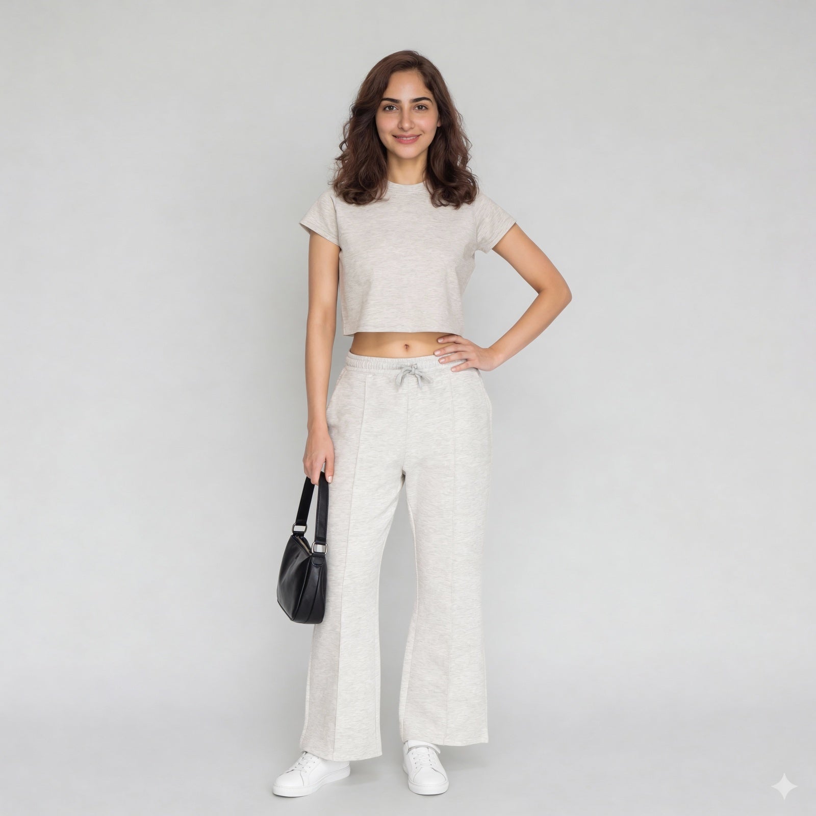 Solid Slim Fit Cropped T-Shirt