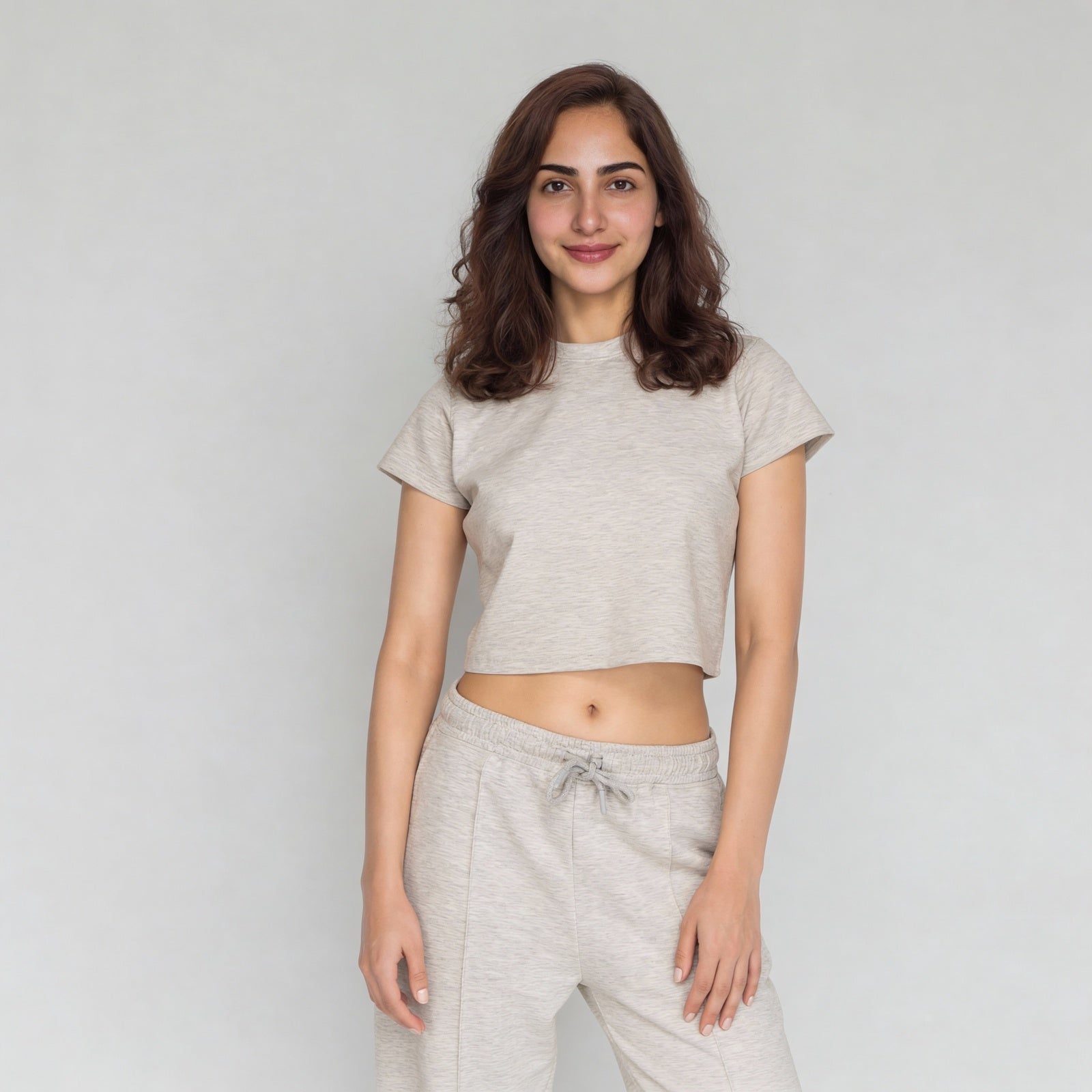 Solid Slim Fit Cropped T-Shirt