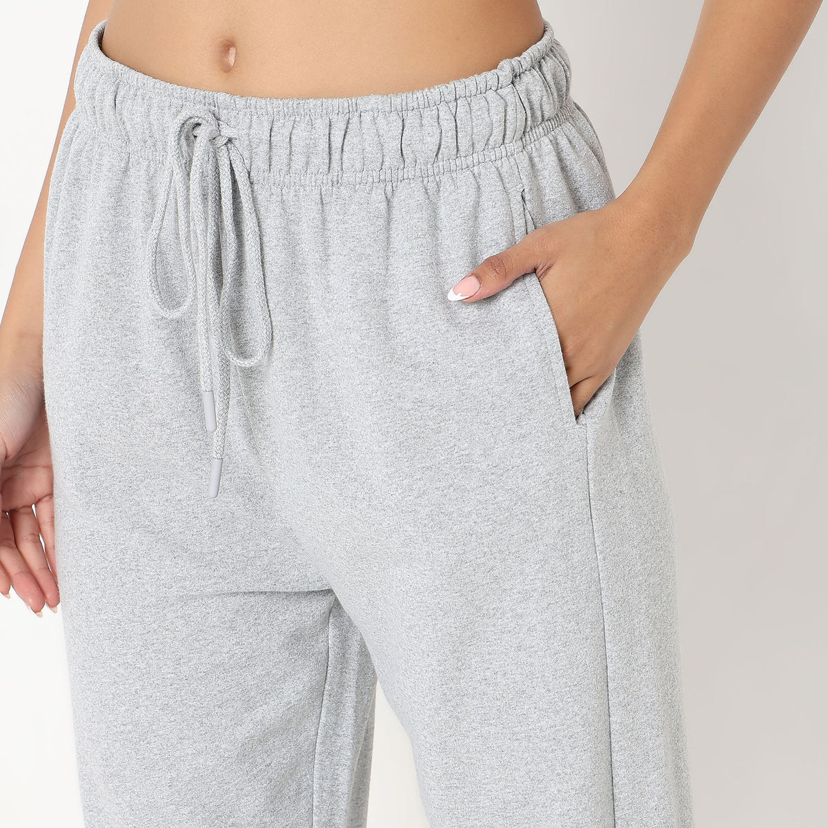 Regular Fit Solid High Rise Joggers