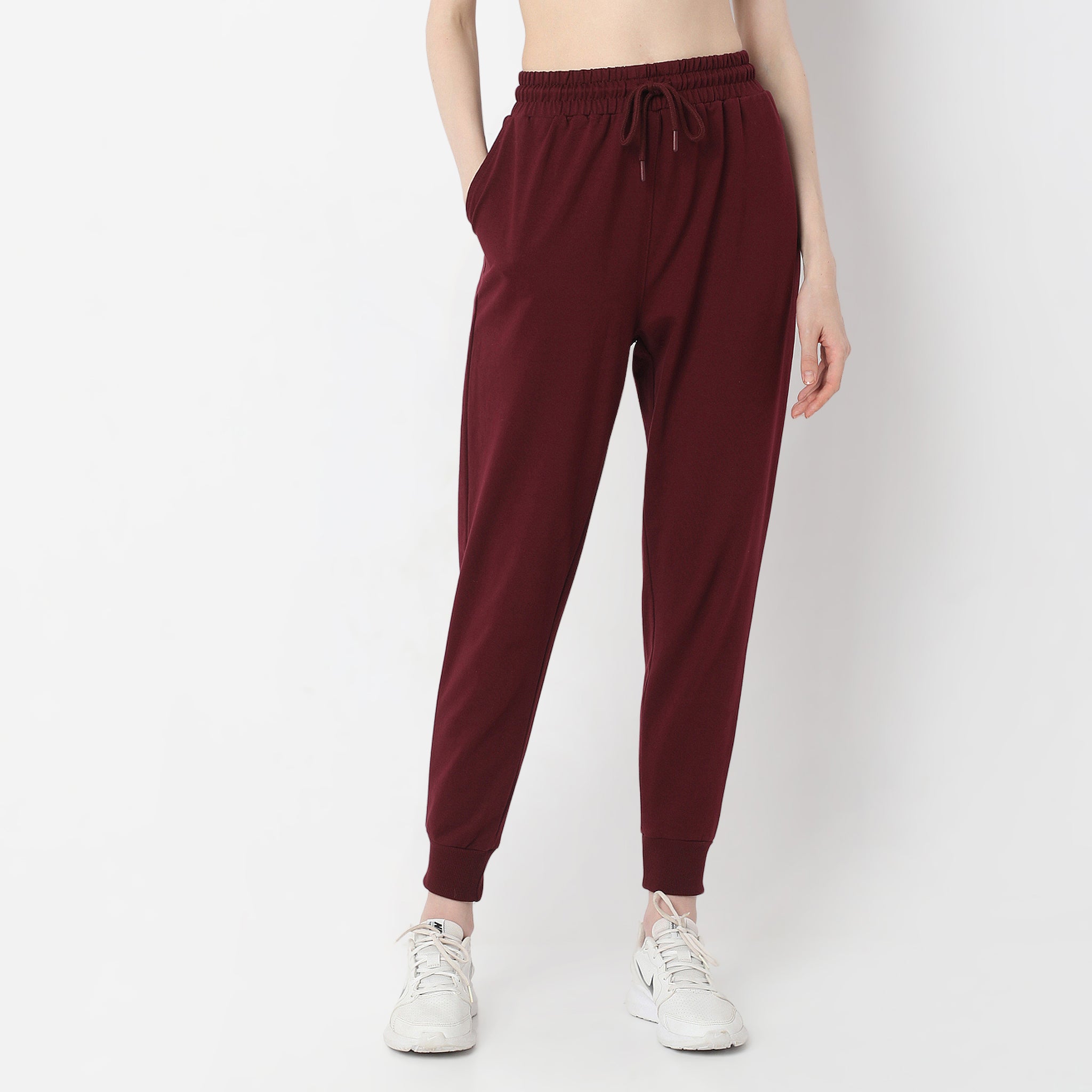 Full Length Relaxed Fit Textured High Rise Joggers