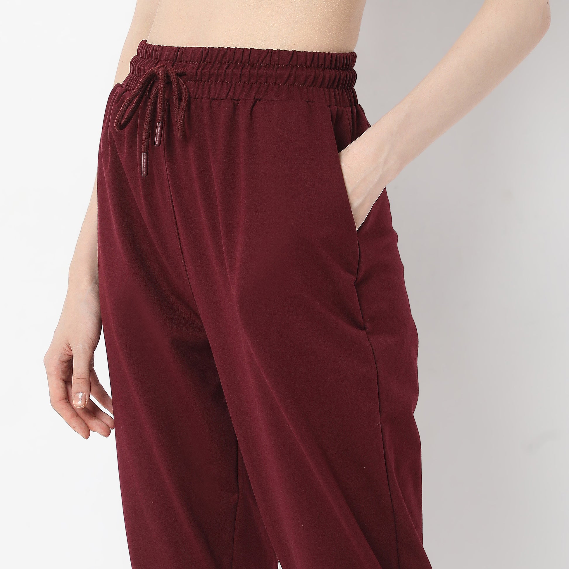 Full Length Relaxed Fit Textured High Rise Joggers