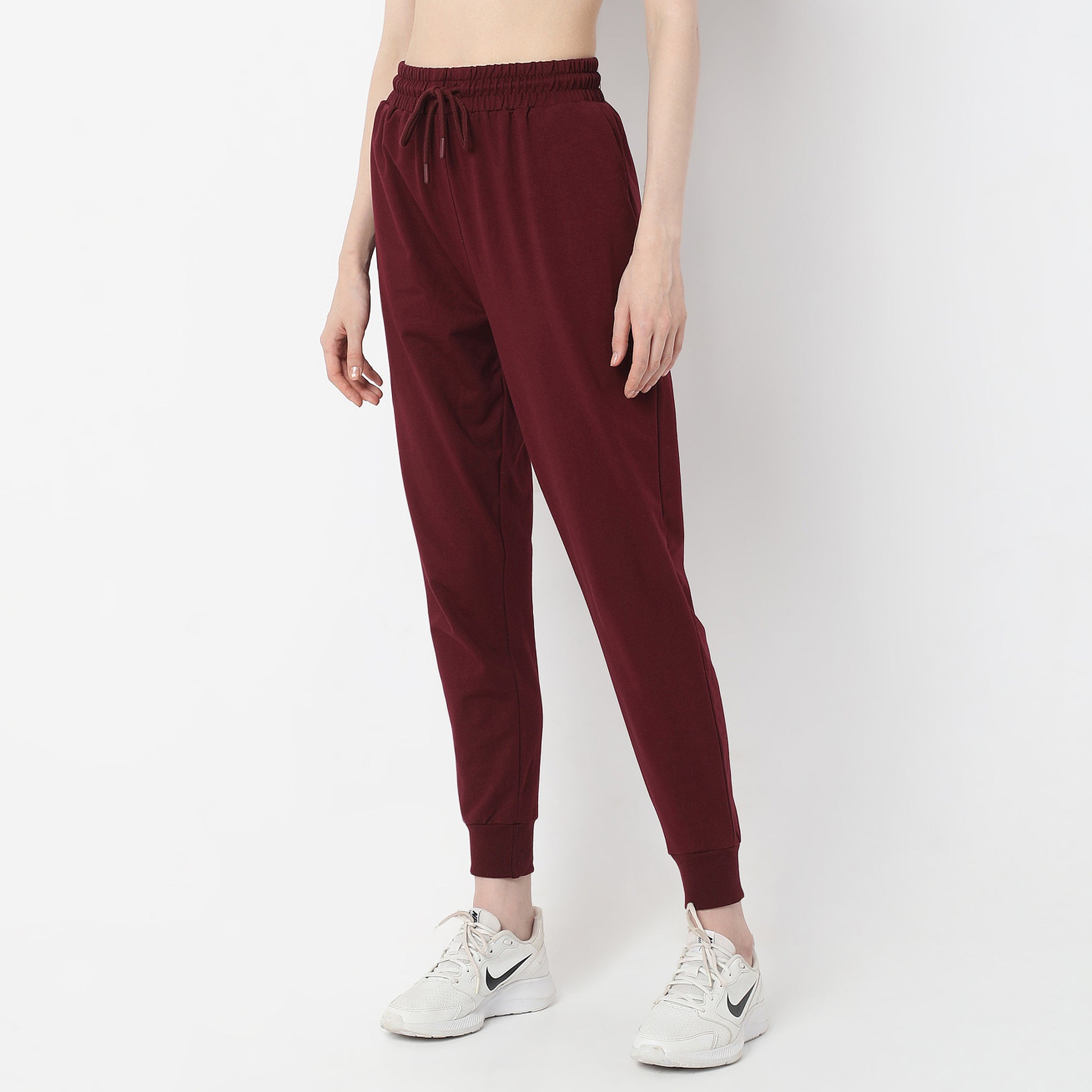 Full Length Relaxed Fit Textured High Rise Joggers