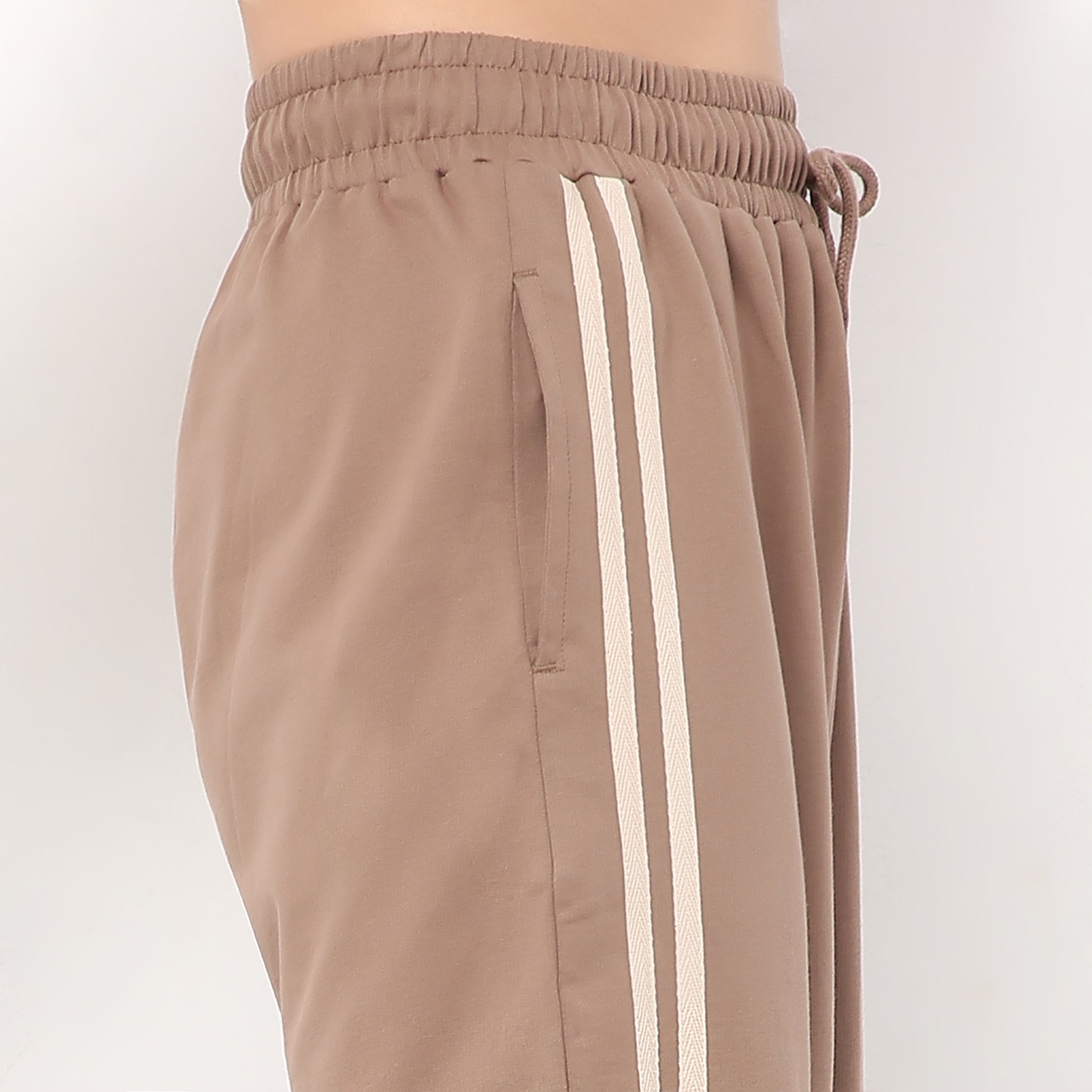 Relaxed Fit Ankle Length High Rise with Patch Pockets and Stripe Detail Joggers