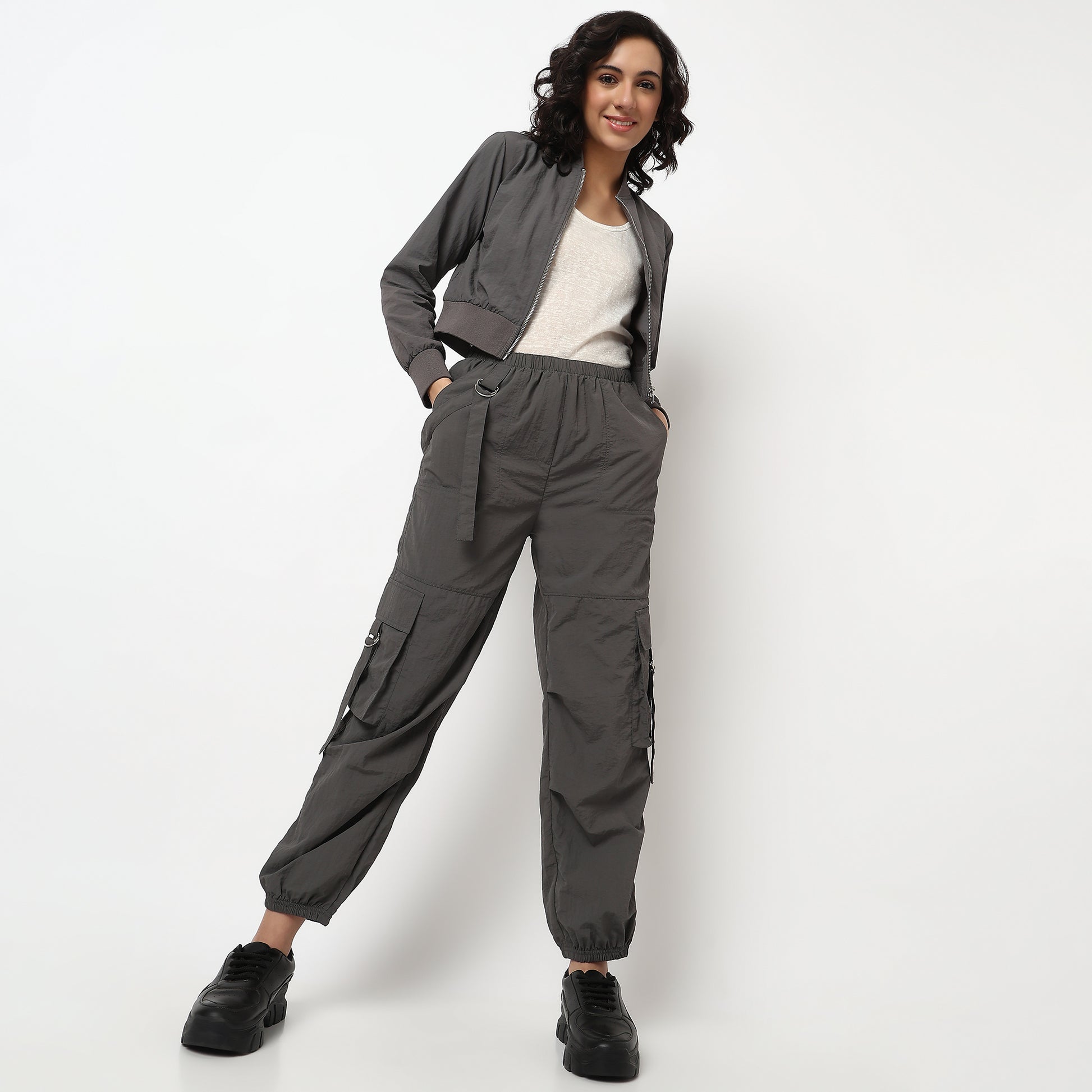Buy Women Relaxed Fit Solid Ankle Length High Rise Joggers  - Style Union