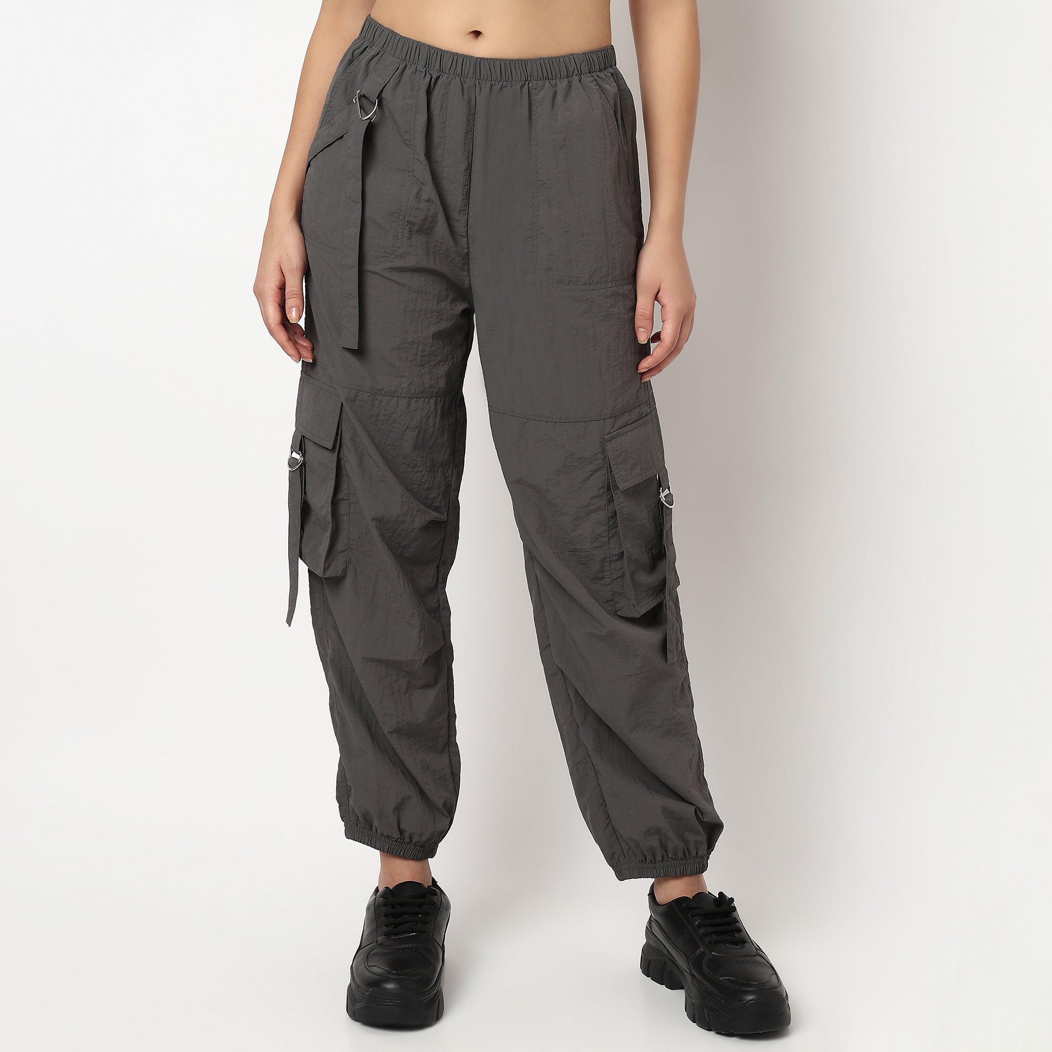 Buy Women Relaxed Fit Solid Ankle Length High Rise Joggers  - Style Union