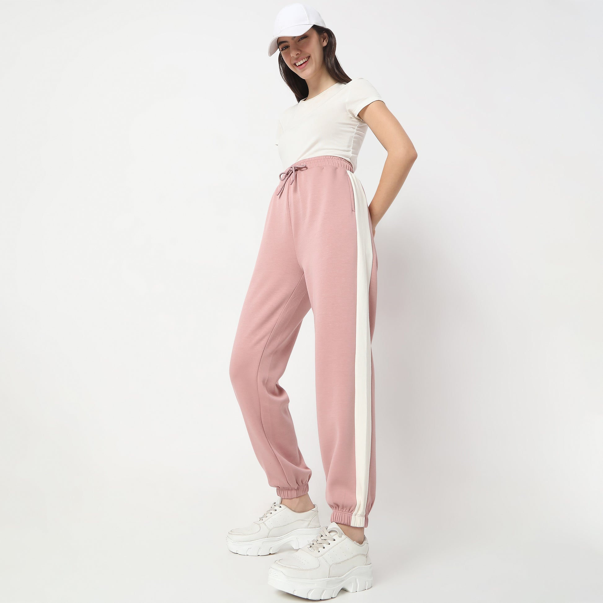 Relaxed Fit Solid High Rise Joggers