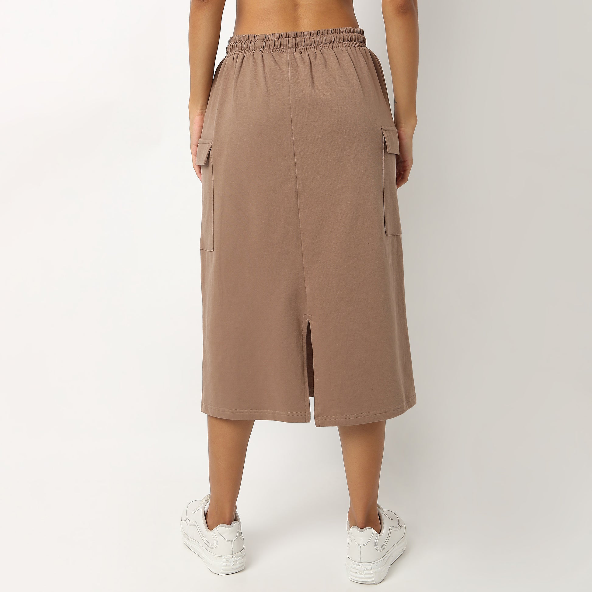 Cotton Fabric Calf Length Skirt