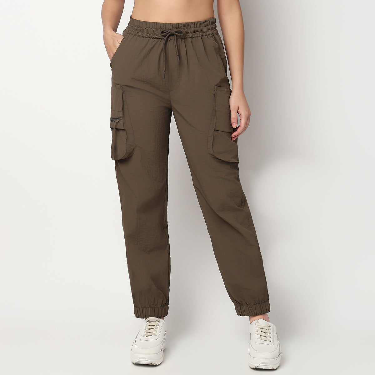 Buy Women Regular Fit Solid Full Length High Rise Joggers  - Style Union
