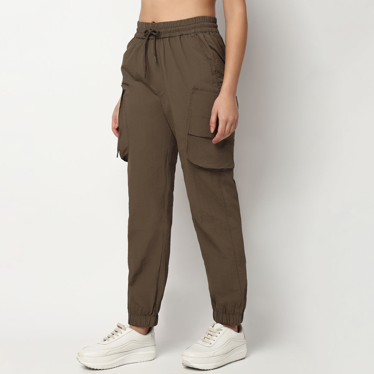 Buy Women Regular Fit Solid Full Length High Rise Joggers  - Style Union