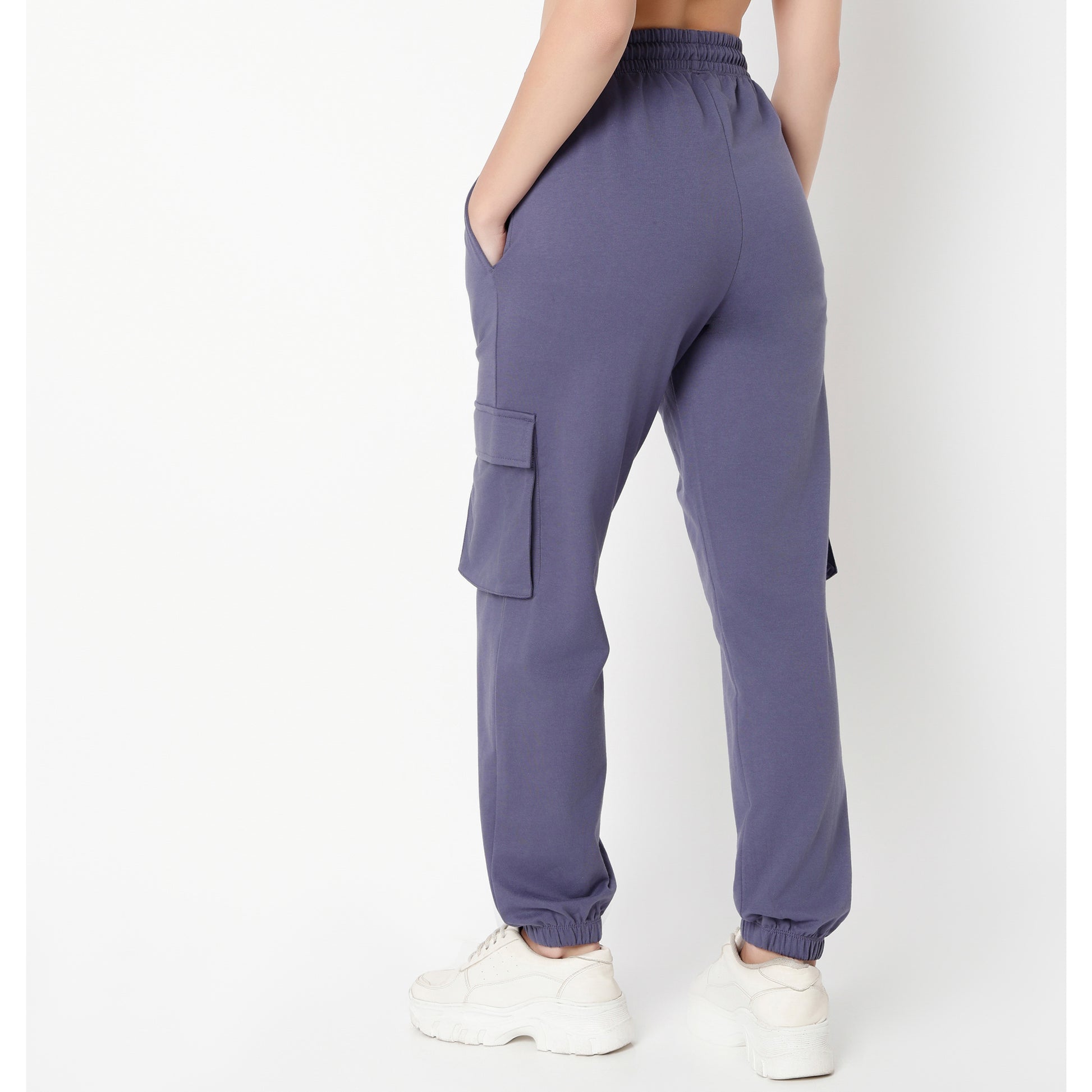 Relaxed Fit Solid Ankle Length High Rise Joggers