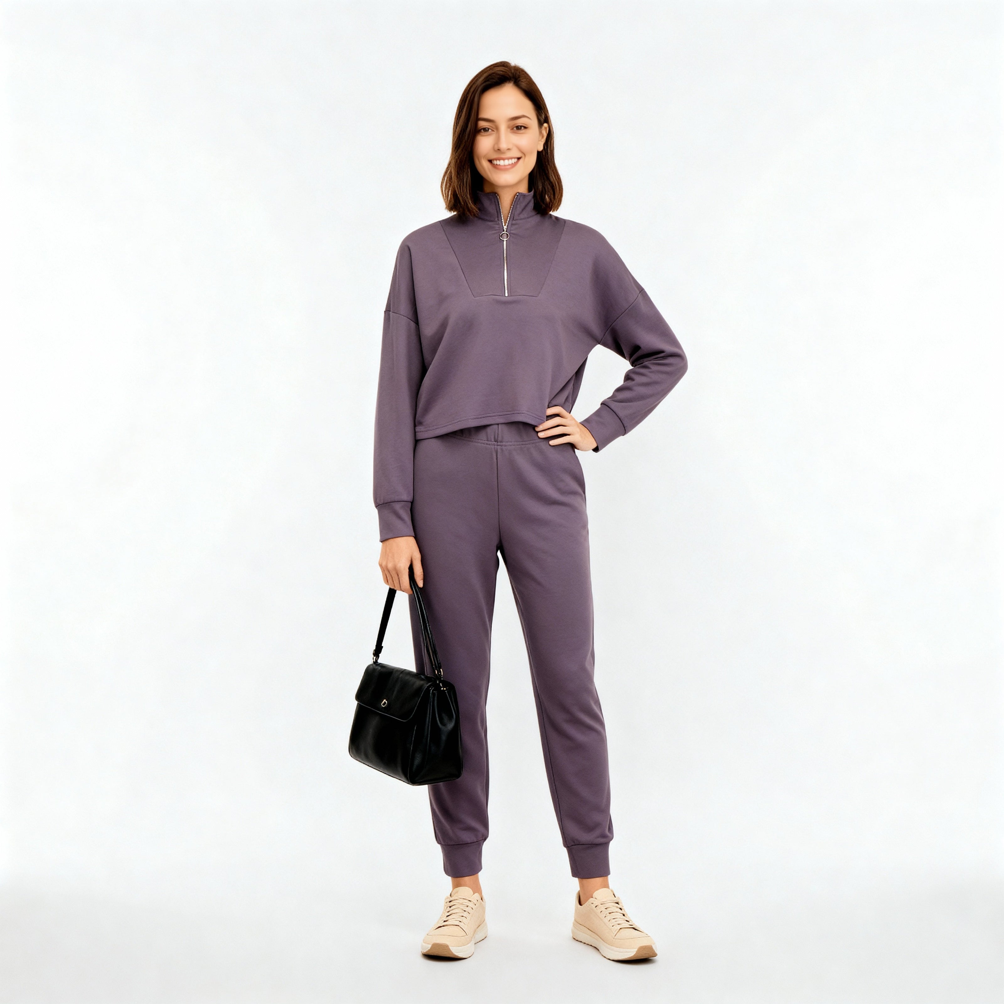 High Rise Solid Trackpants